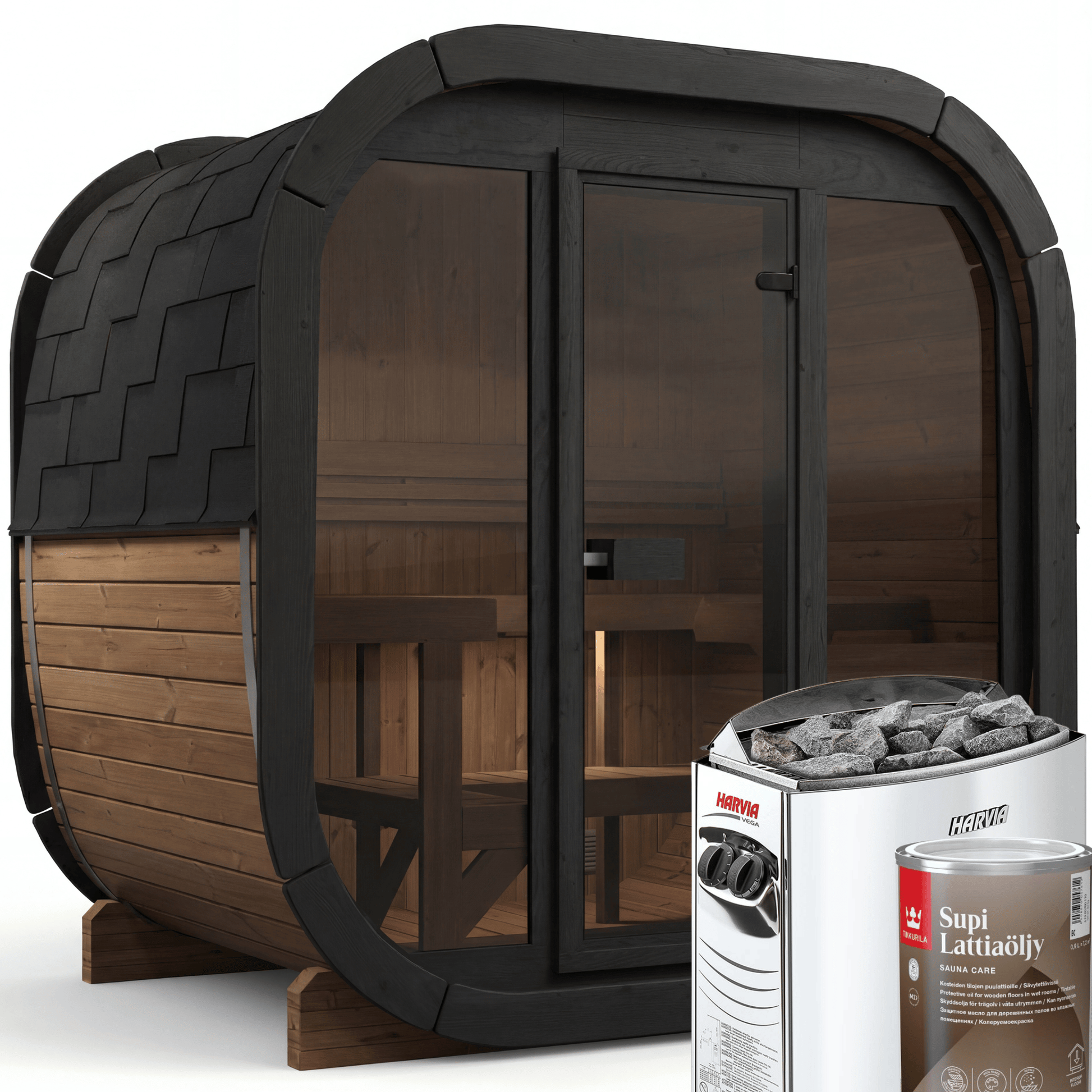 3-4 Person Large Outdoor Premium Thermowood Cube Sauna Bundle - ALASKA Edition | Home & Garden | Includes Harvia Heater, LED Lights & SupiOil Protection