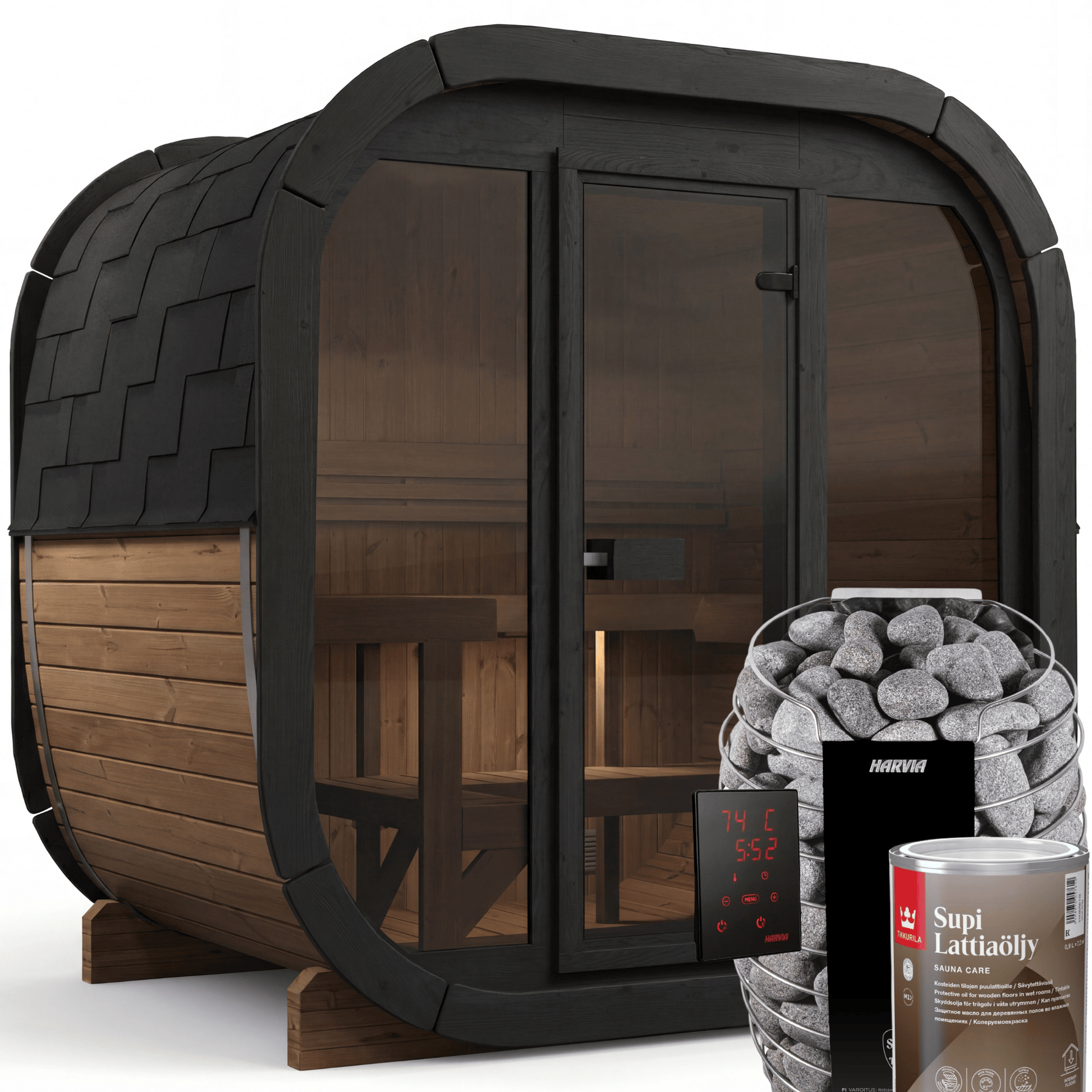 3-4 Person Large Outdoor Premium Thermowood Cube Sauna Bundle - ALASKA 130 M Edition | Home & Garden | Includes Harvia Spirit WiFi Heater, LED Lights & SupiOil Protection