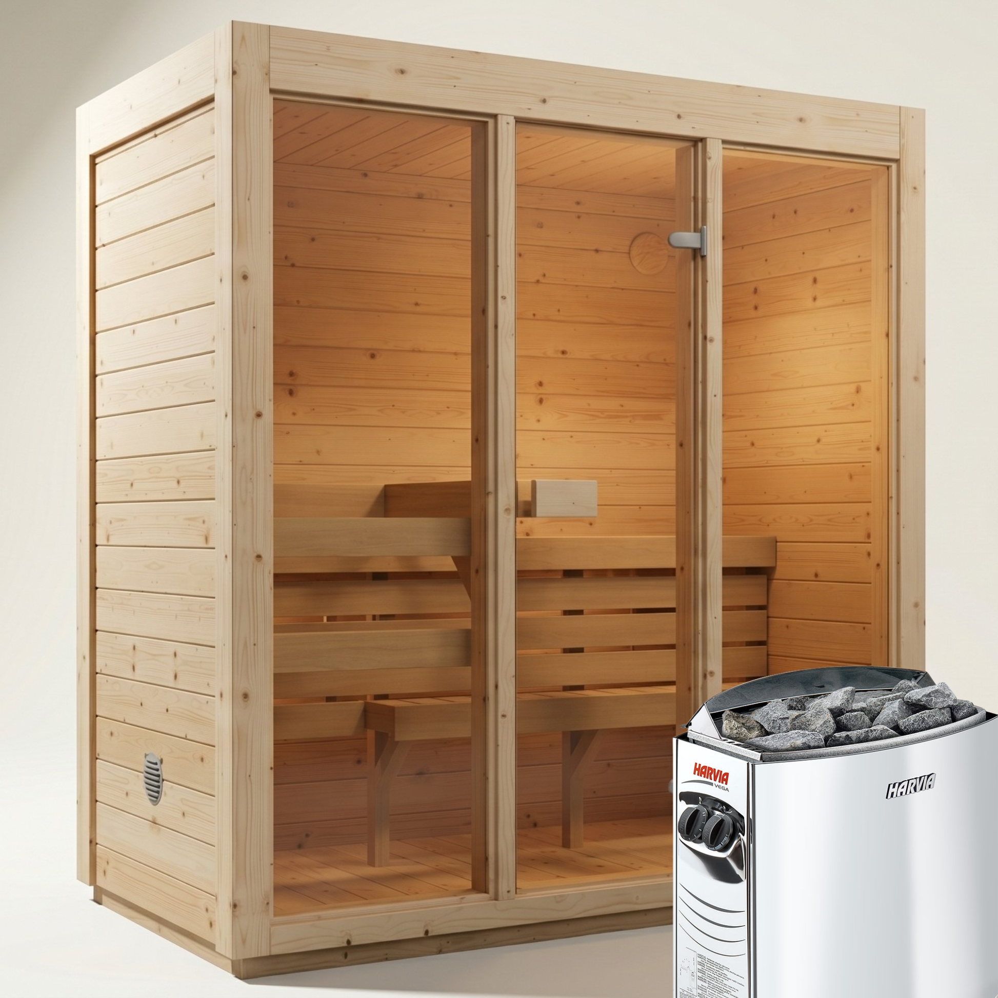 Dry Pine Indoor Sauna Bundle - ELLA M Edition | Home & Garden | Includes Harvia Heater & LED Lights (3-4 Person)