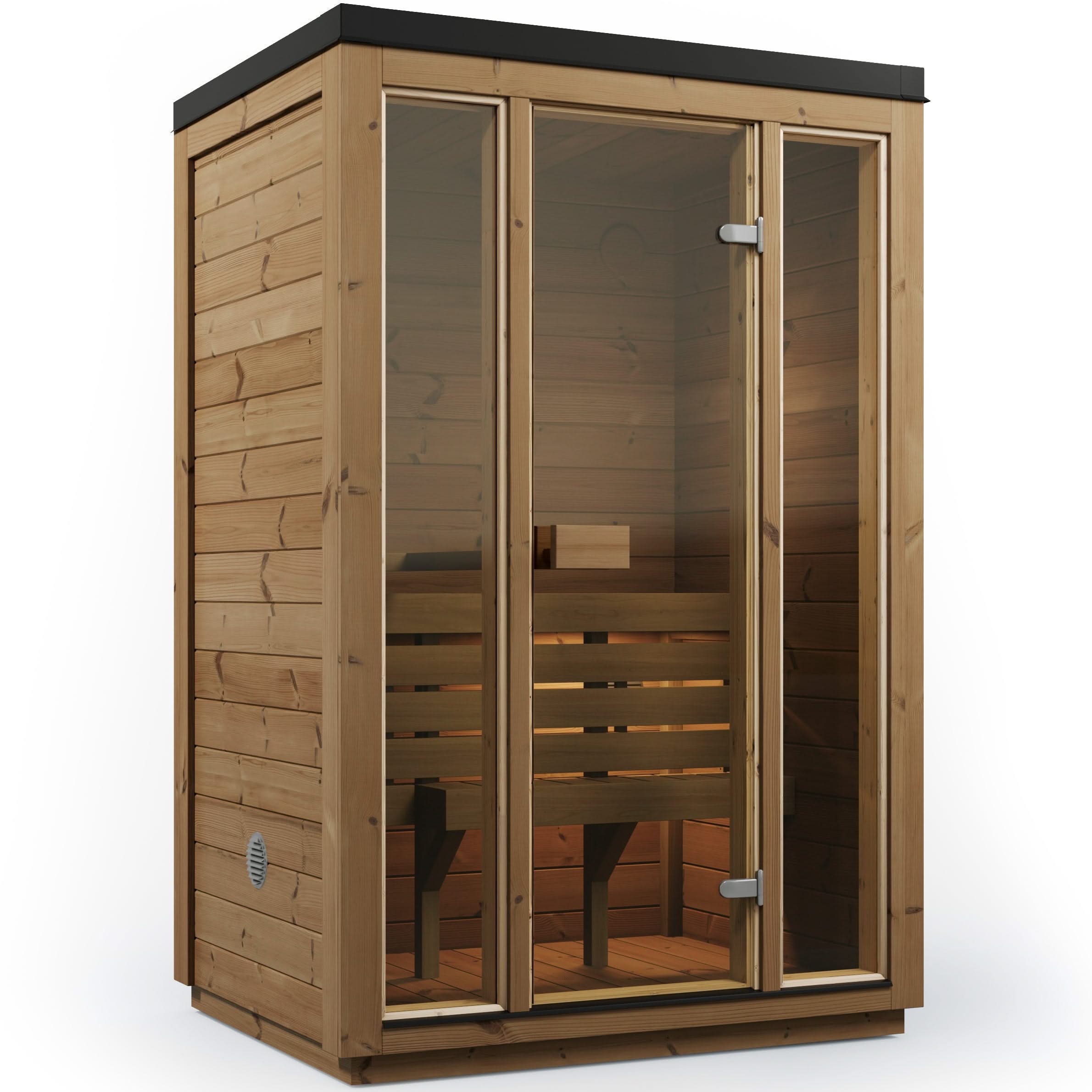 Outdoor Premium Thermowood Cube Sauna Bundle - ELLA Compact Edition | Home & Garden | Includes Harvia Heater & LED Lights (2-Person)
