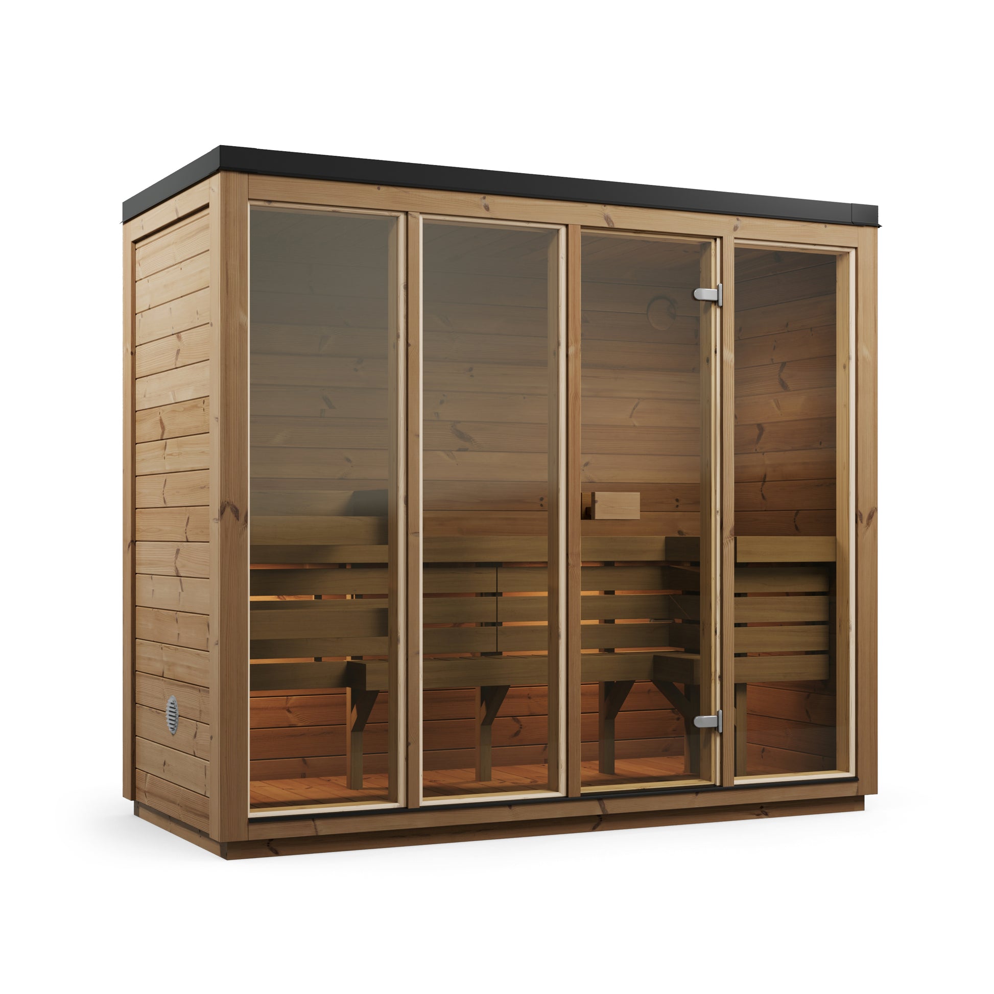 SaunaSupply ELLA Cube III Thermowood 4 Person Outdoor Sauna - Includes Bucket, Ladle, Thermometor, SupiOil
