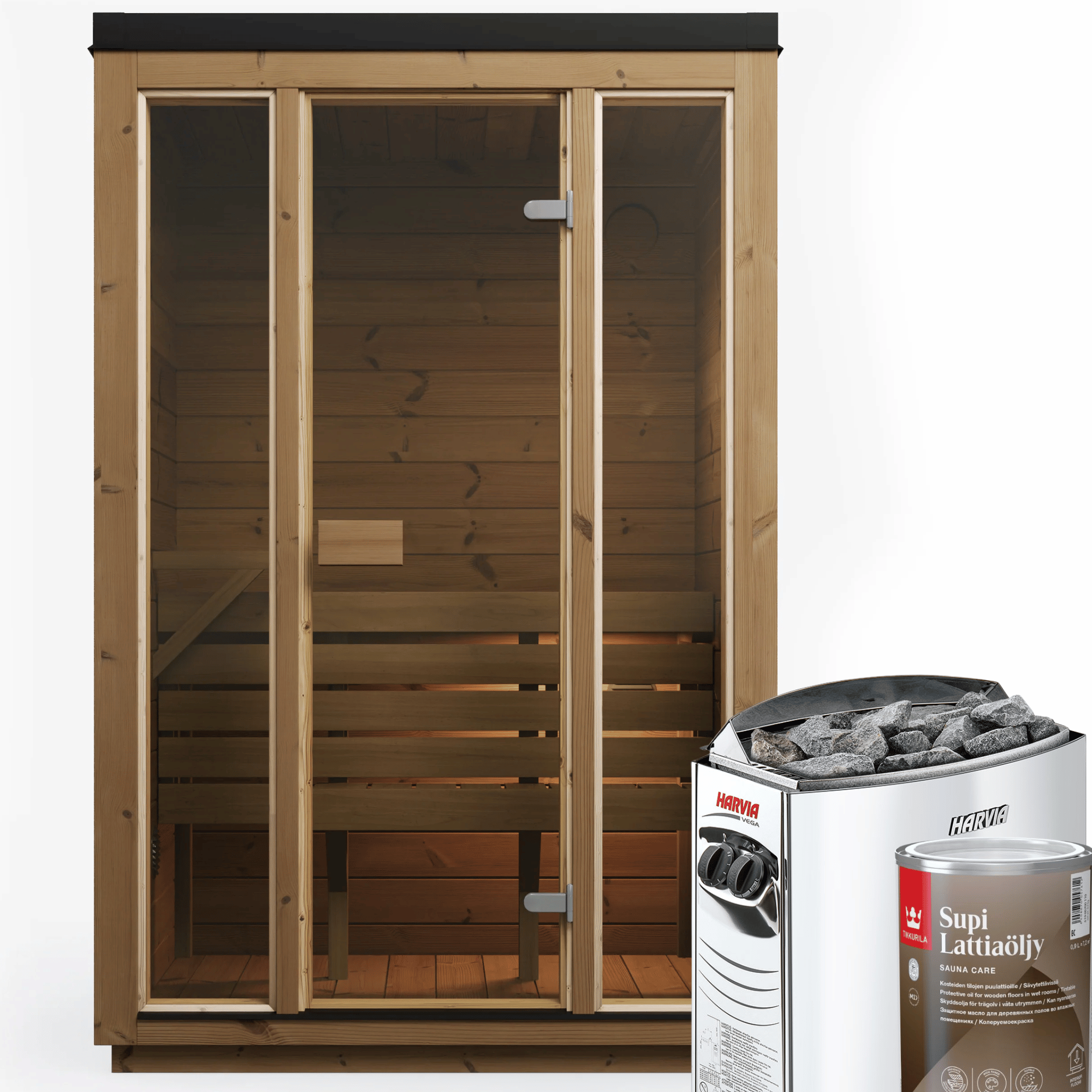 2 Person Outdoor Premium Thermowood Cube Sauna Bundle - ELLA Compact Edition | Home & Garden | Includes Harvia Heater, LED Lights & SupiOil Protection