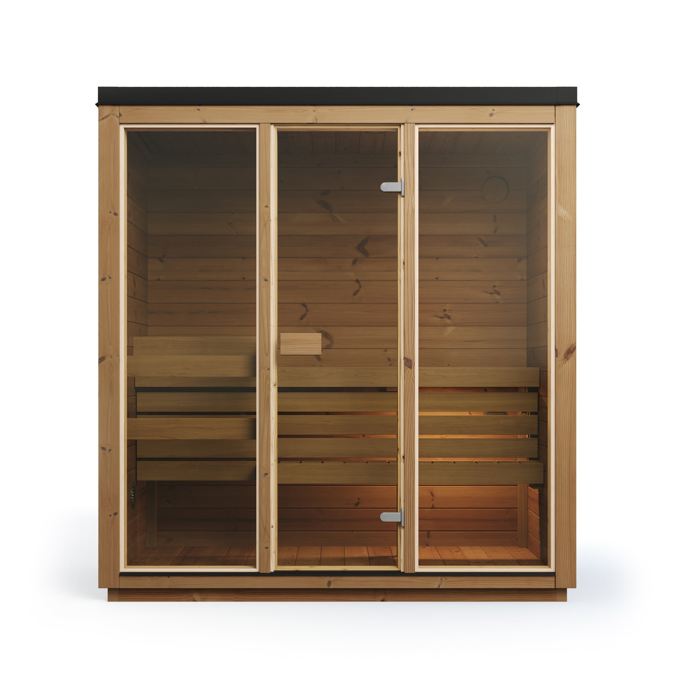 SaunaSupply ILLI Cube II Thermowood 3 Person Outdoor Sauna - Includes Bucket, Ladle, Thermometor, SupiOil