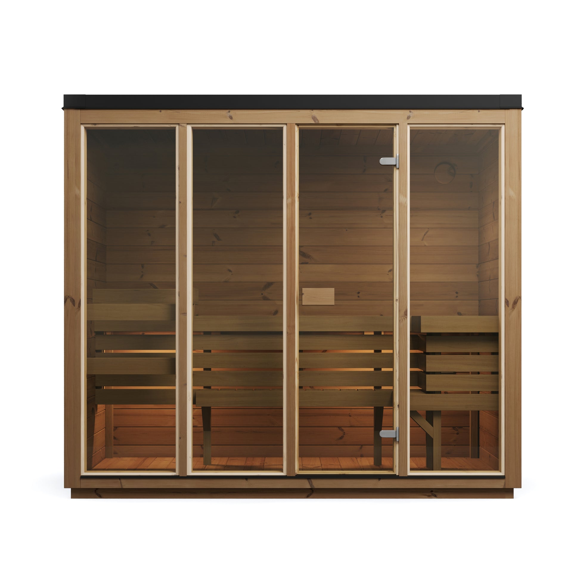 SaunaSupply ELLA Cube III Thermowood 4 Person Outdoor Sauna - Includes Bucket, Ladle, Thermometor, SupiOil