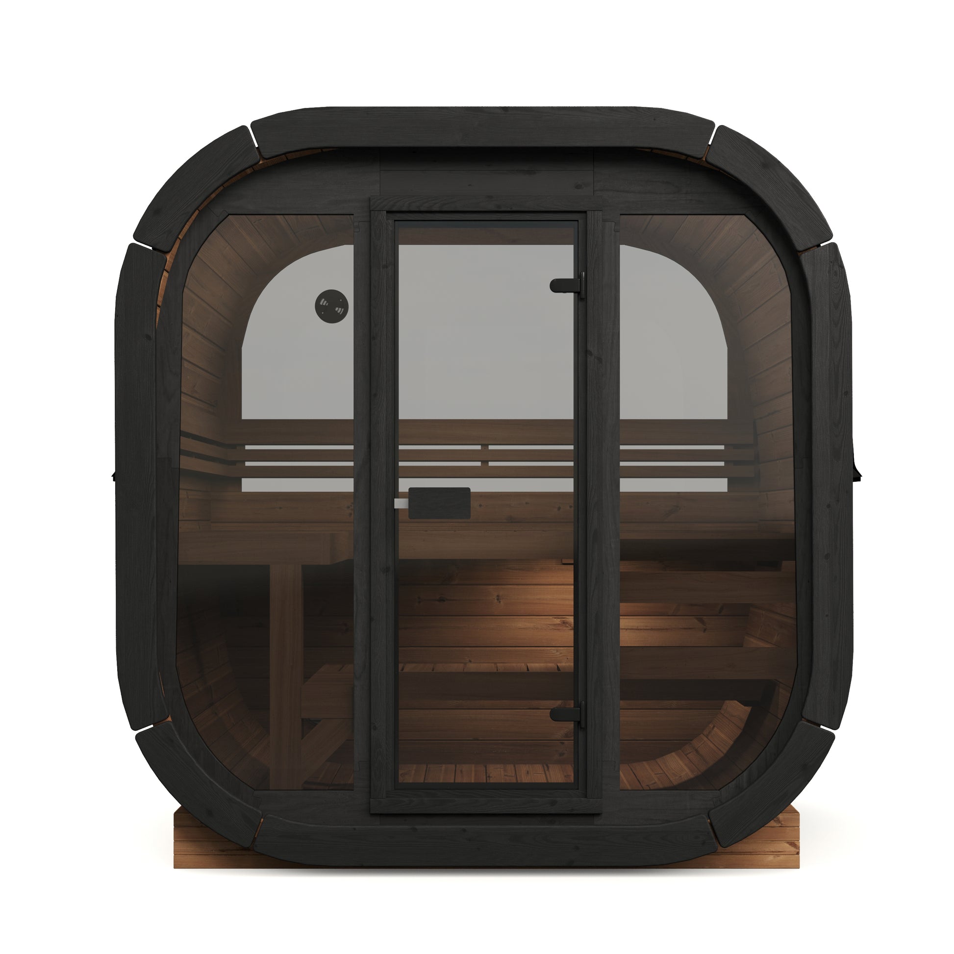 SaunaSupply EKE160 Cube Thermowood 4 Person Outdoor Sauna Black Edition - Includes Bucket, Ladle, Thermometor, SupiOil