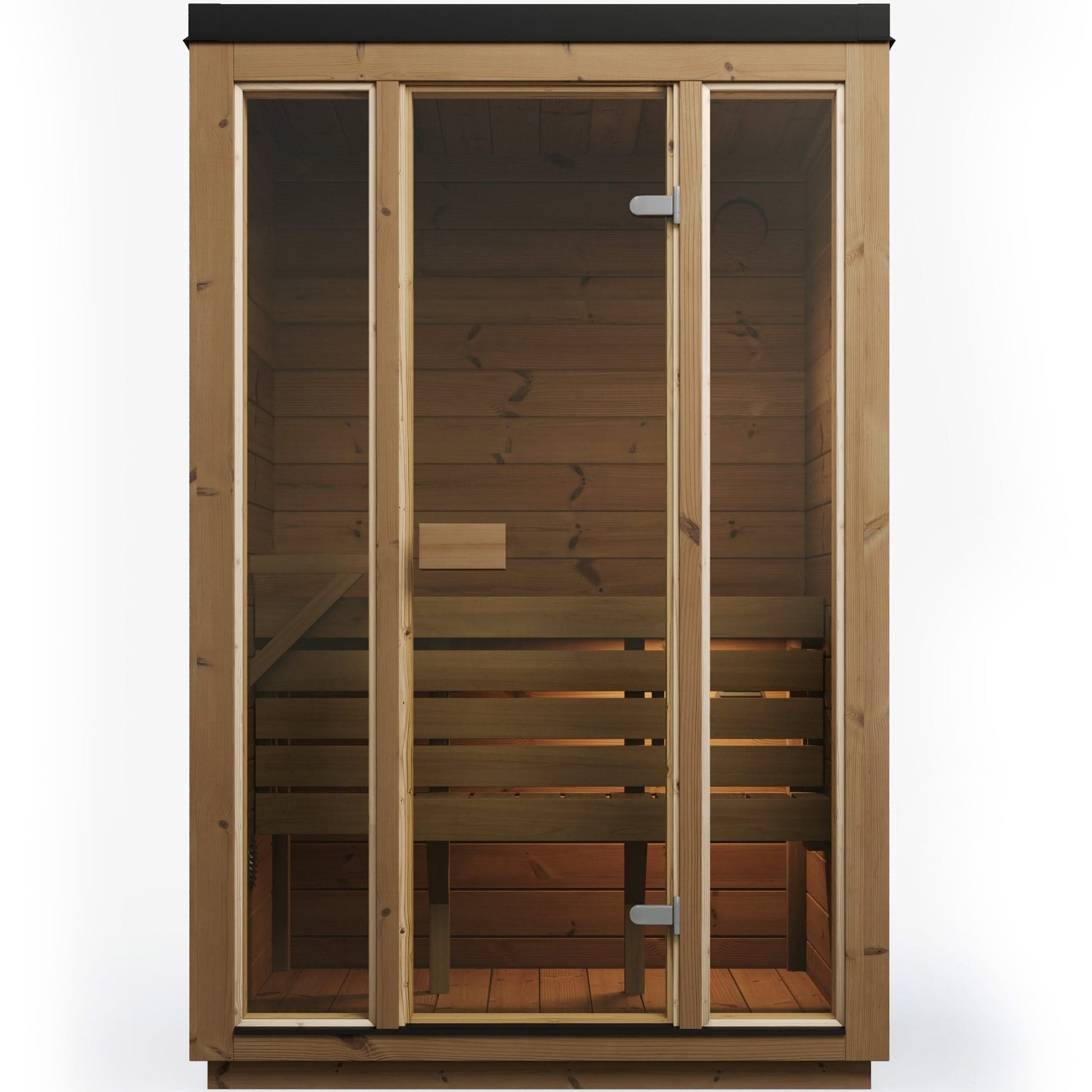 Outdoor Premium Thermowood Cube Sauna Bundle - ELLA Compact Edition | Home & Garden | Includes Harvia Heater & LED Lights (2-Person)