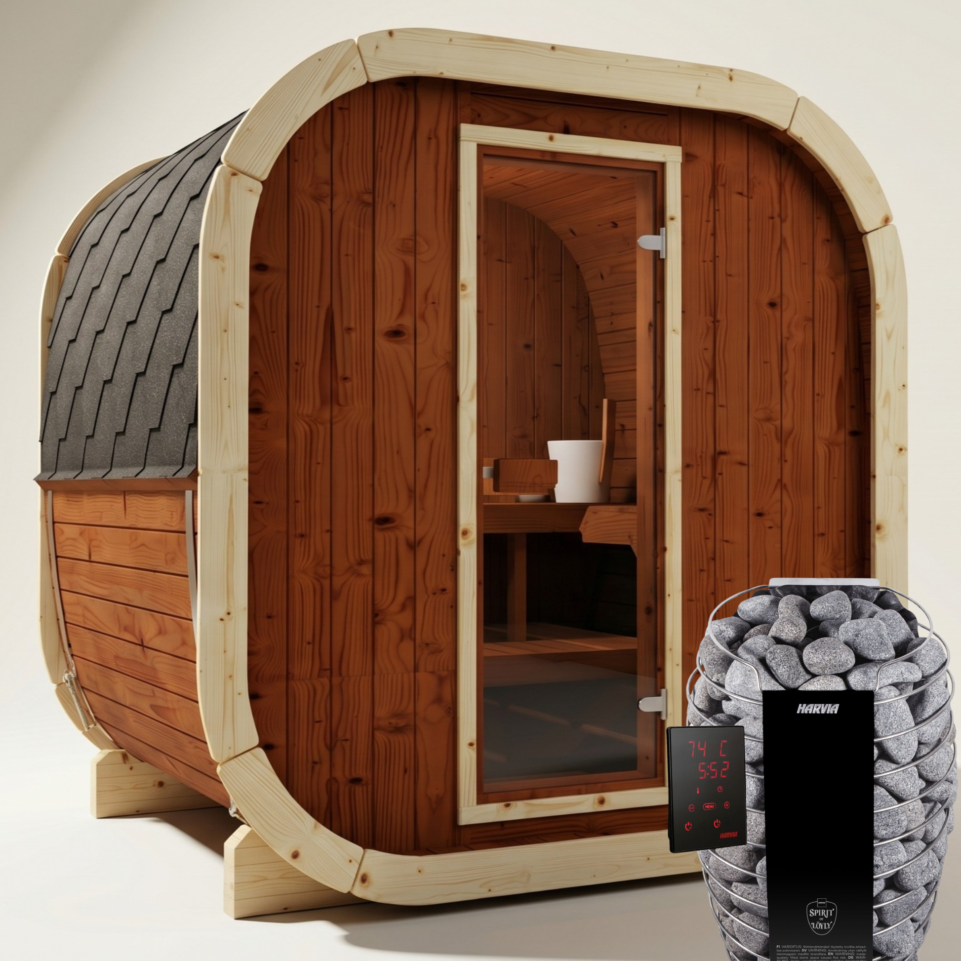Outdoor Premium Thermowood Cube Sauna Bundle - ALASKA 130 Edition | Home & Garden | Includes Harvia Spirit WiFi Heater & LED Lights (4-Person)