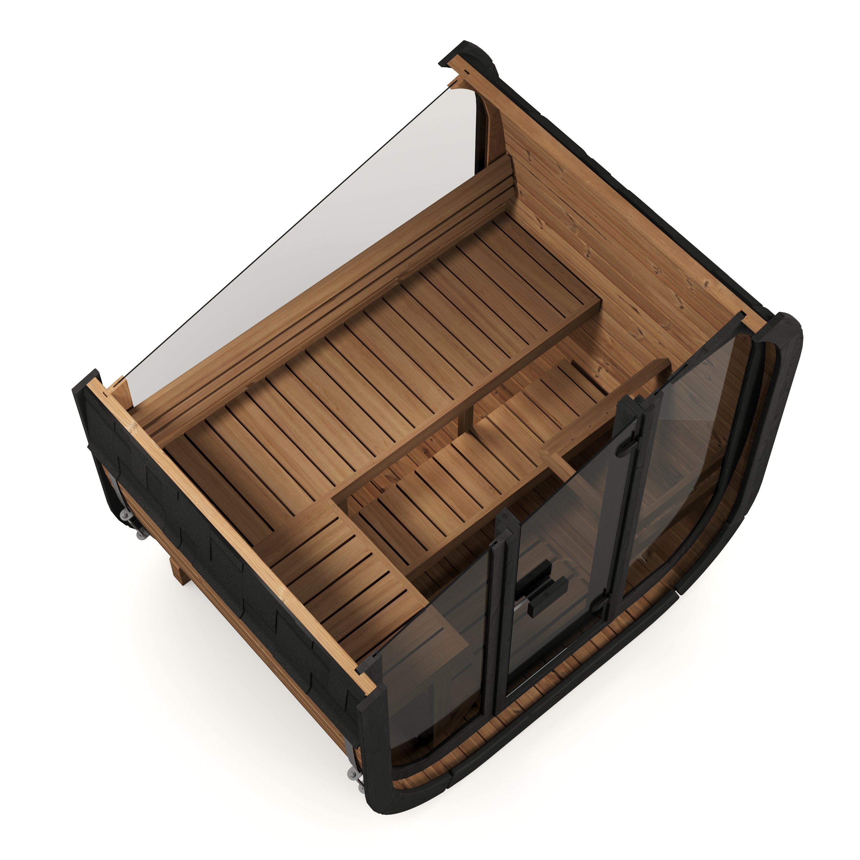 SaunaSupply EKE160 Cube Thermowood 4 Person Outdoor Sauna Black Edition - Includes Bucket, Ladle, Thermometor, SupiOil