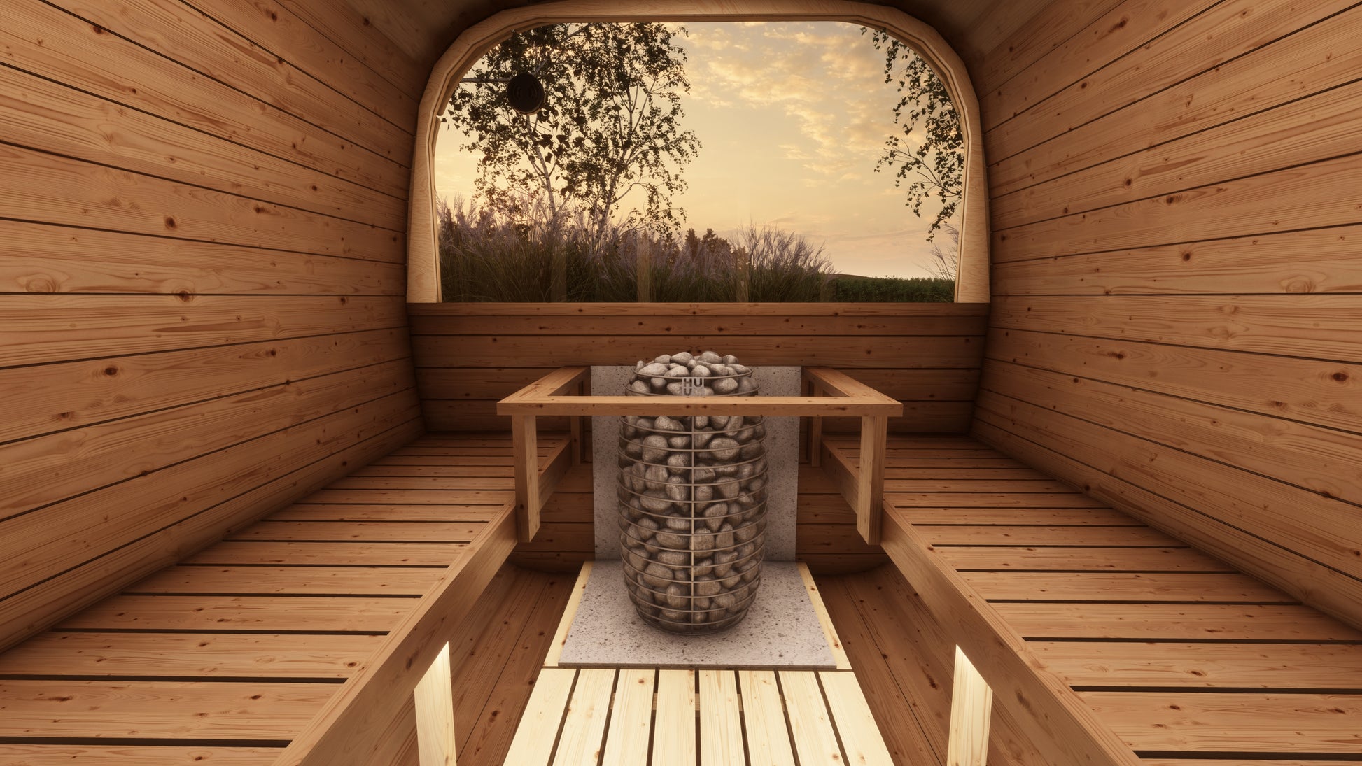 SaunaSupply EKE 220Thermowood Outdoor Cube Sauna - 6 Person