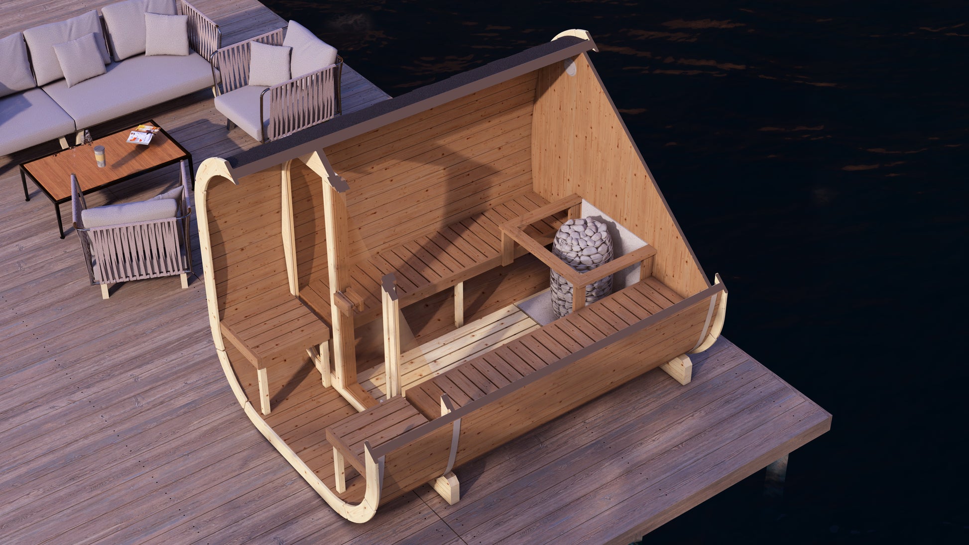SaunaSupply EKE 280 Thermowood Outdoor Cube Sauna - 6 Person