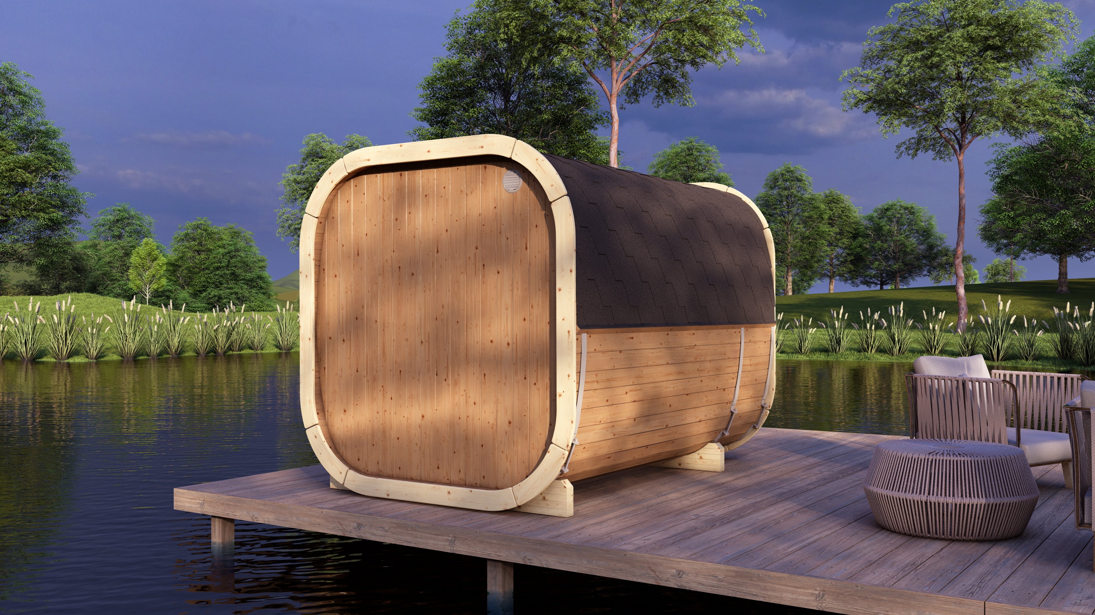 SaunaSupply EKE 280 Thermowood Outdoor Cube Sauna - 6 Person