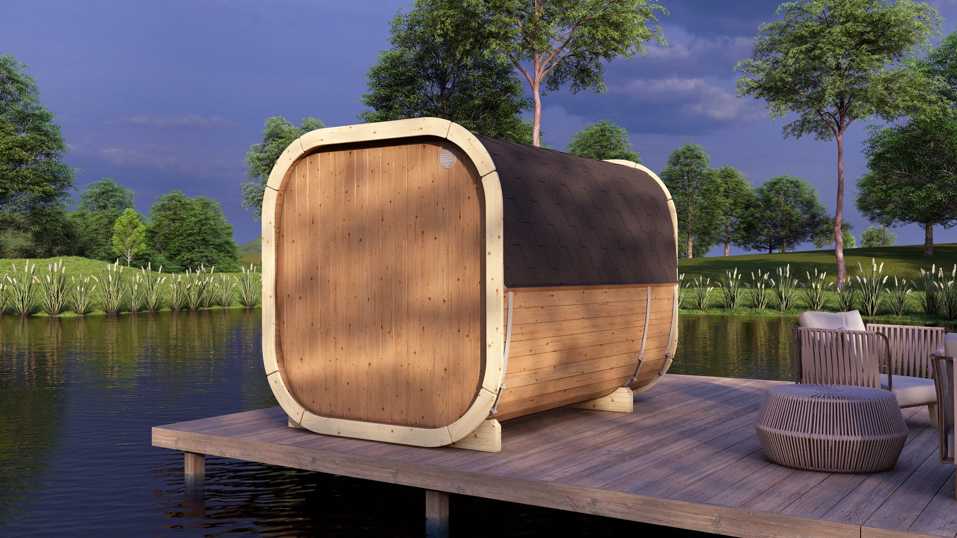 SaunaSupply EKE 280 Thermowood Outdoor Cube Sauna - 6 Person