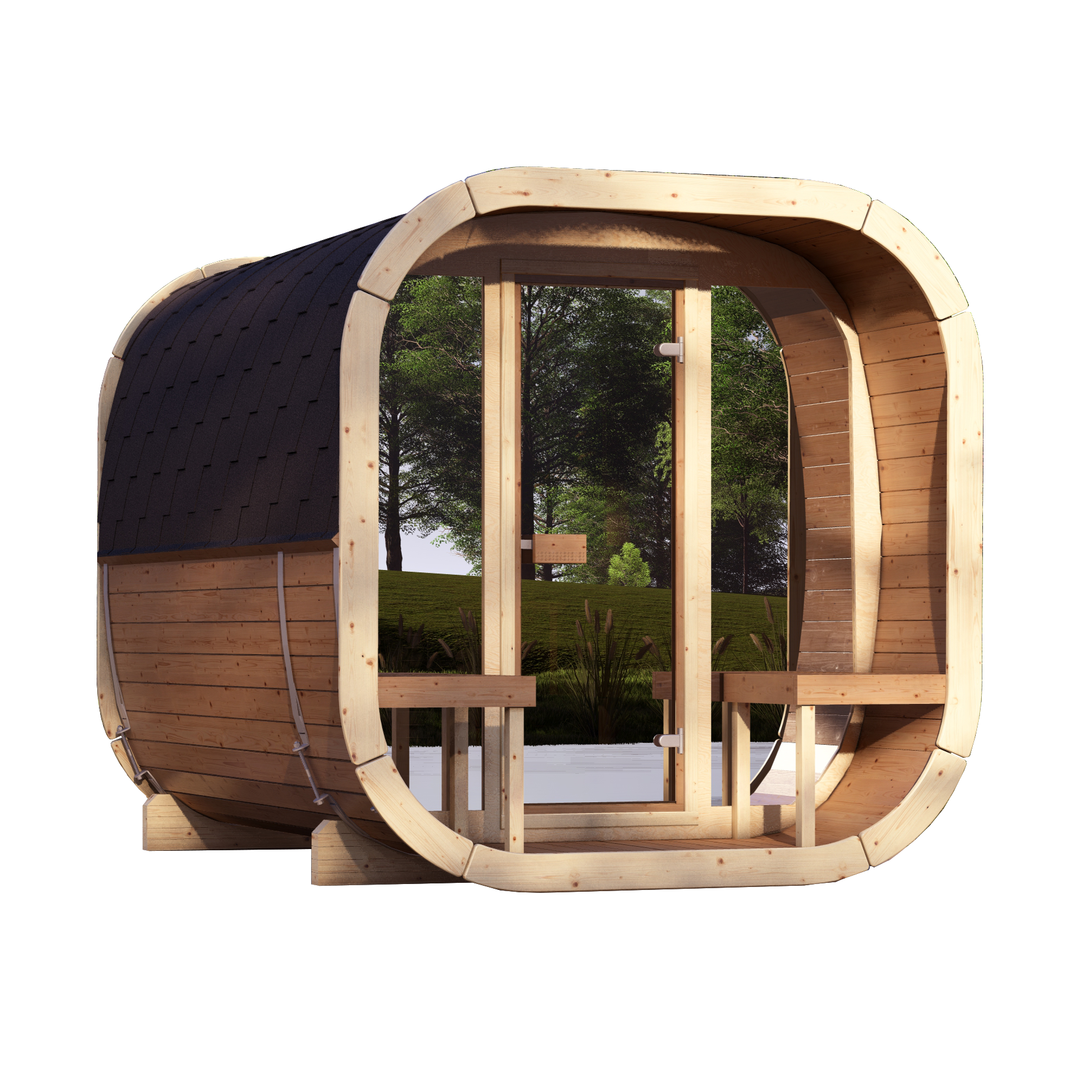 SaunaSupply EKE 280 Thermowood Outdoor Cube Sauna - 6 Person