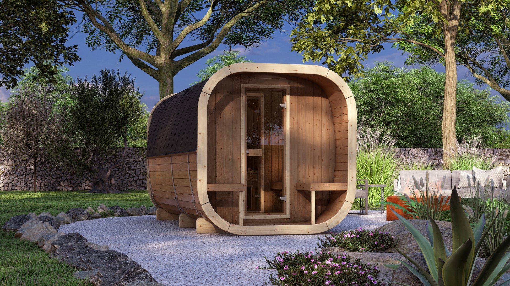 SaunaSupply EKE 400 Thermowood Outdoor Cube Sauna - 10 Person