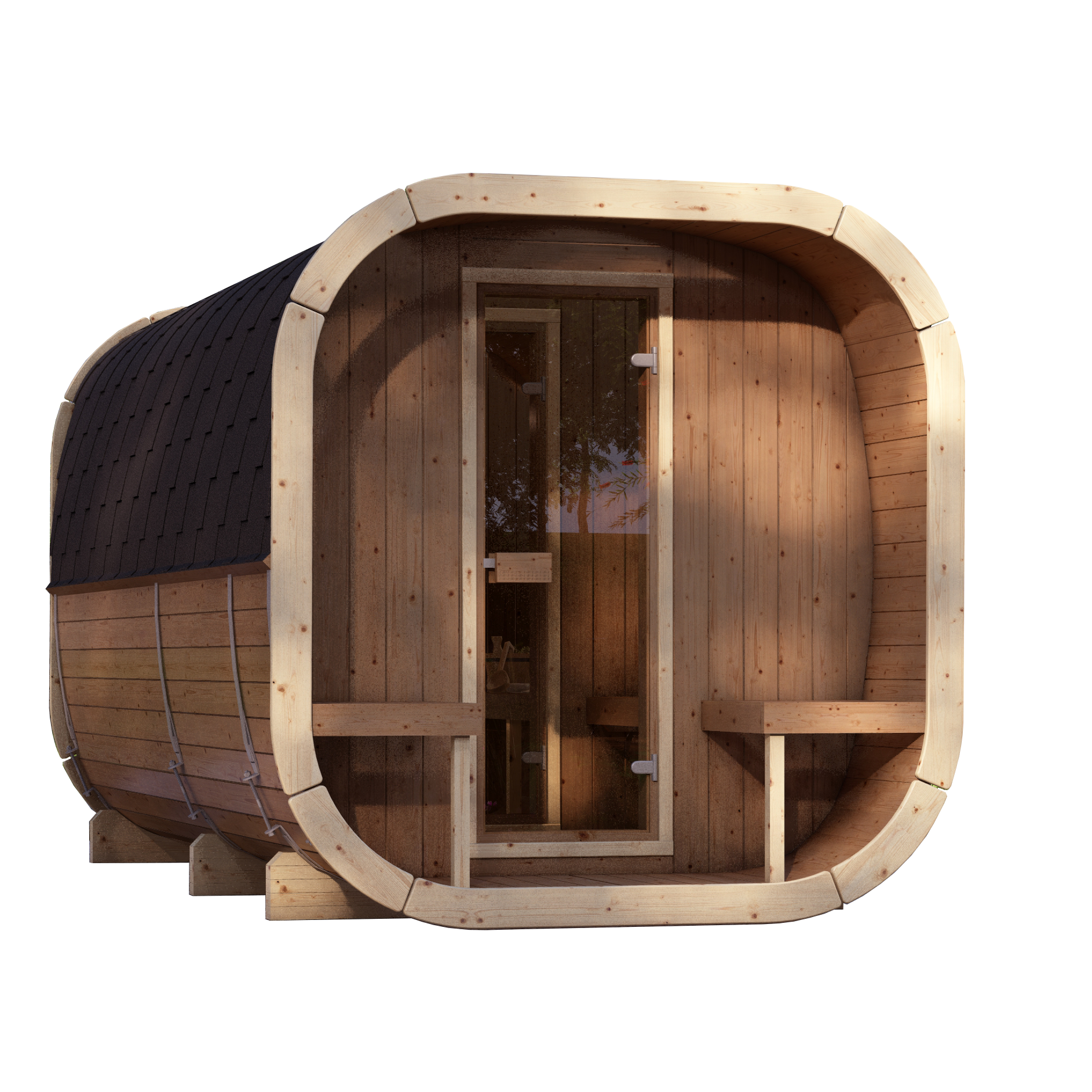 SaunaSupply EKE 400 Thermowood Outdoor Cube Sauna - 10 Person