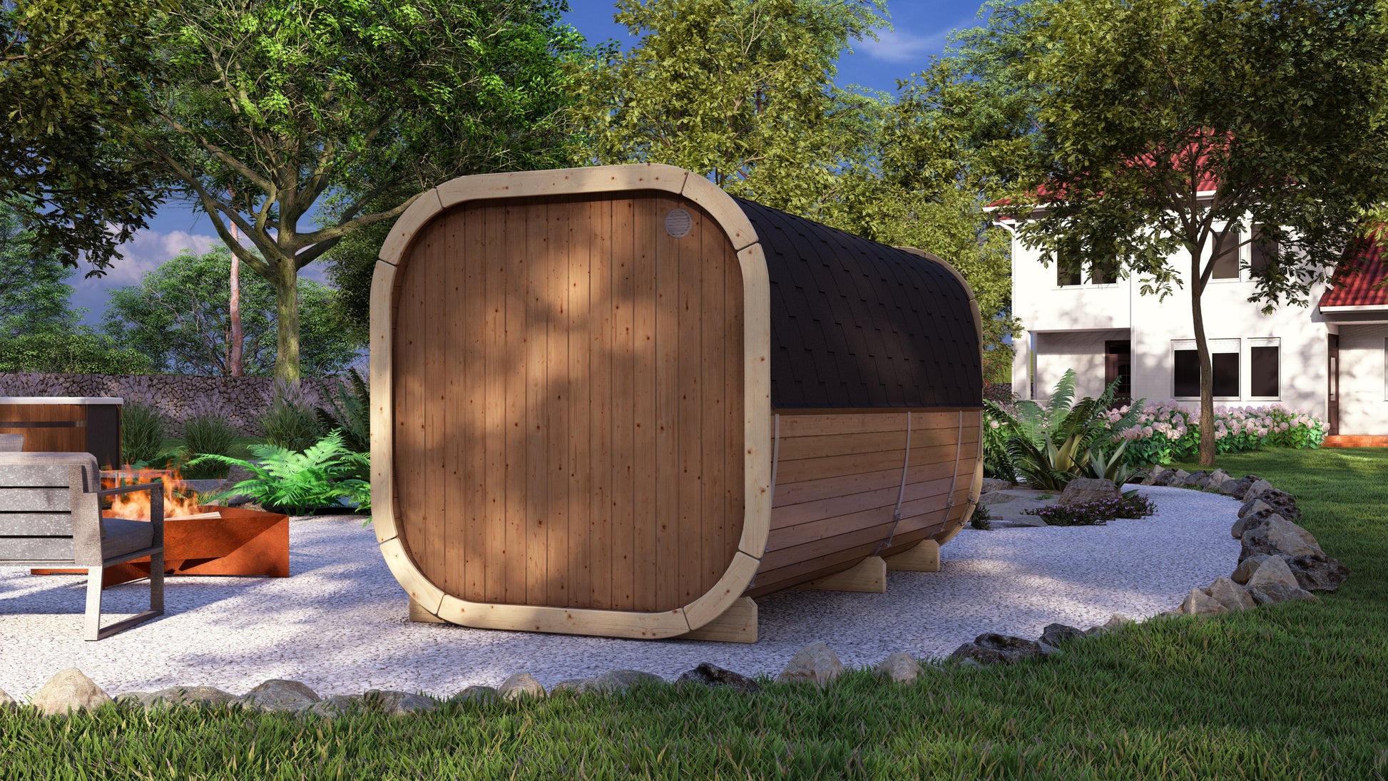 SaunaSupply EKE 400 Thermowood Outdoor Cube Sauna - 10 Person