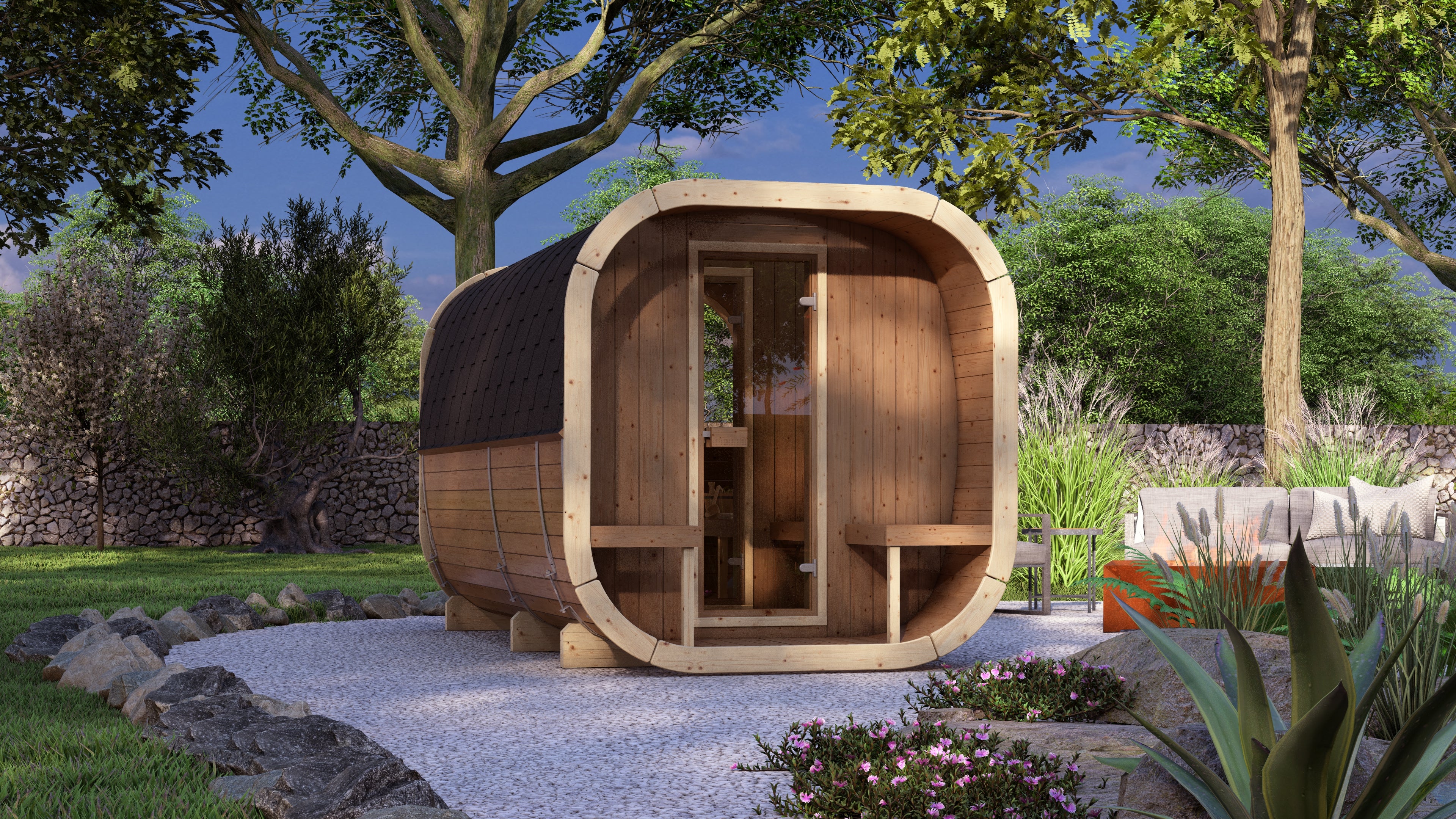 SaunaSupply EKE 400 Thermowood Outdoor Cube Sauna - 10 Person