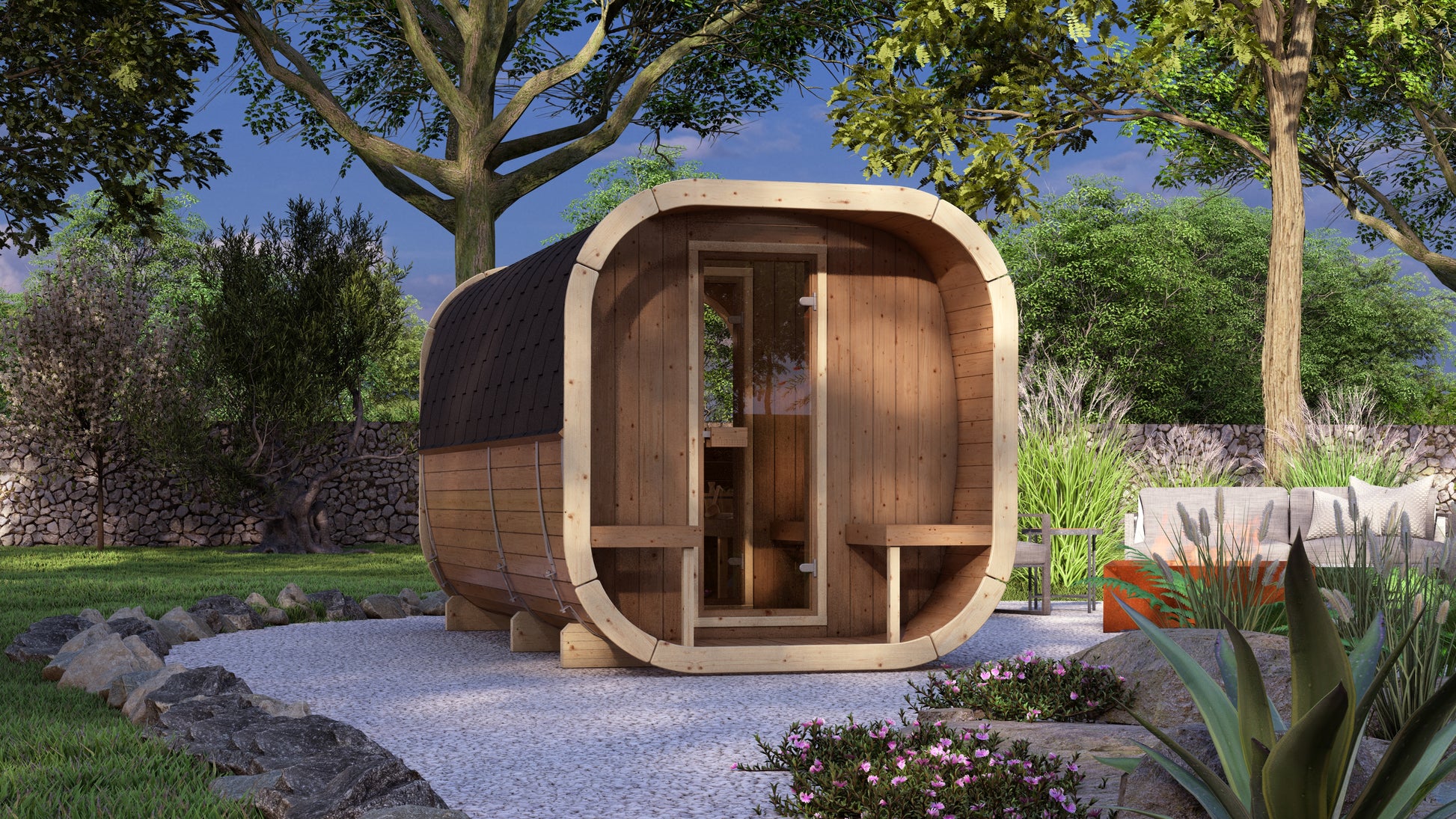 SaunaSupply EKE 400 Thermowood Outdoor Cube Sauna - 10 Person