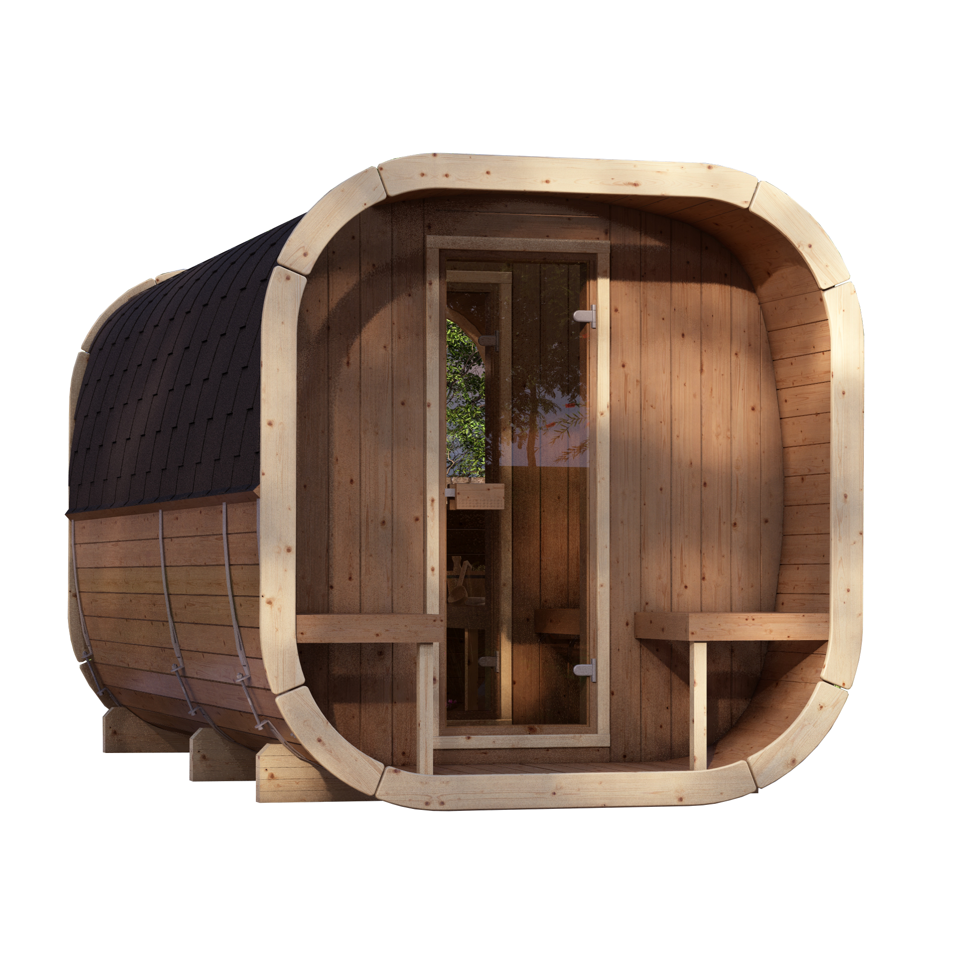 SaunaSupply EKE 400 Thermowood Outdoor Cube Sauna - 10 Person