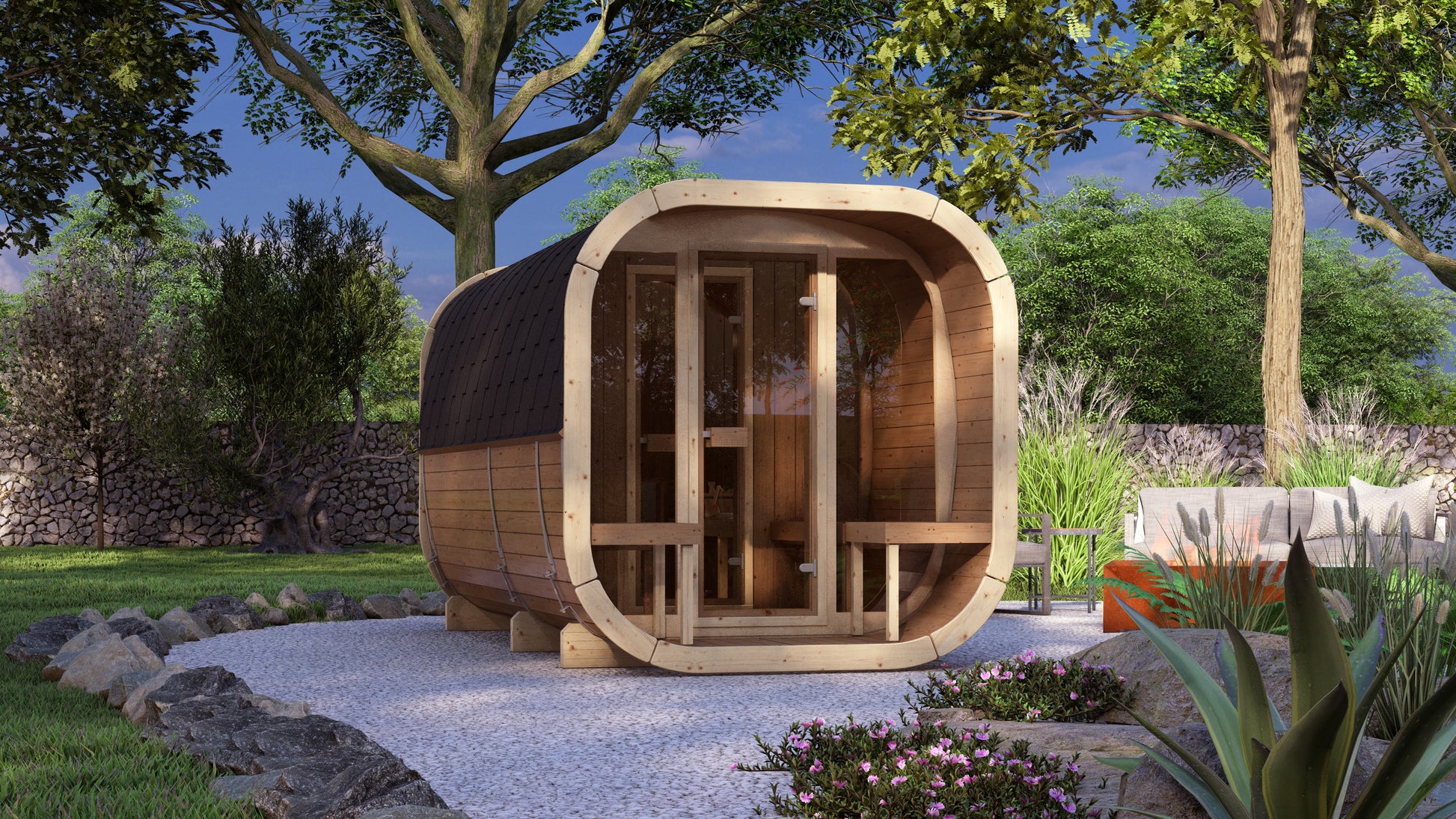 SaunaSupply EKE 400 Thermowood Outdoor Cube Sauna - 10 Person