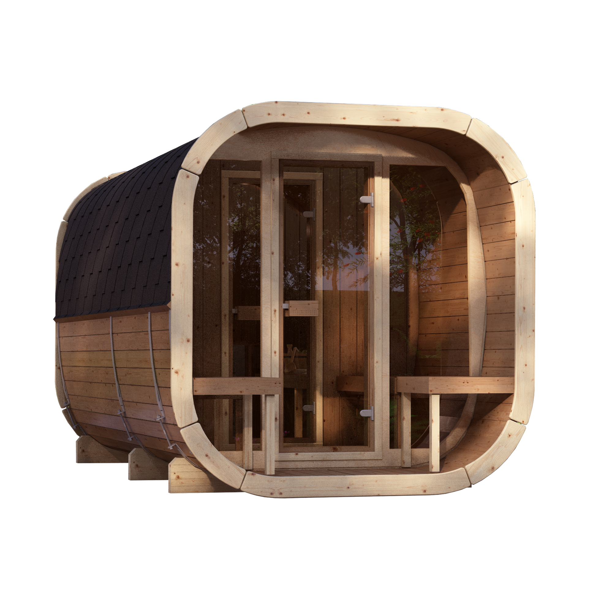 SaunaSupply EKE 400 Thermowood Outdoor Cube Sauna - 10 Person