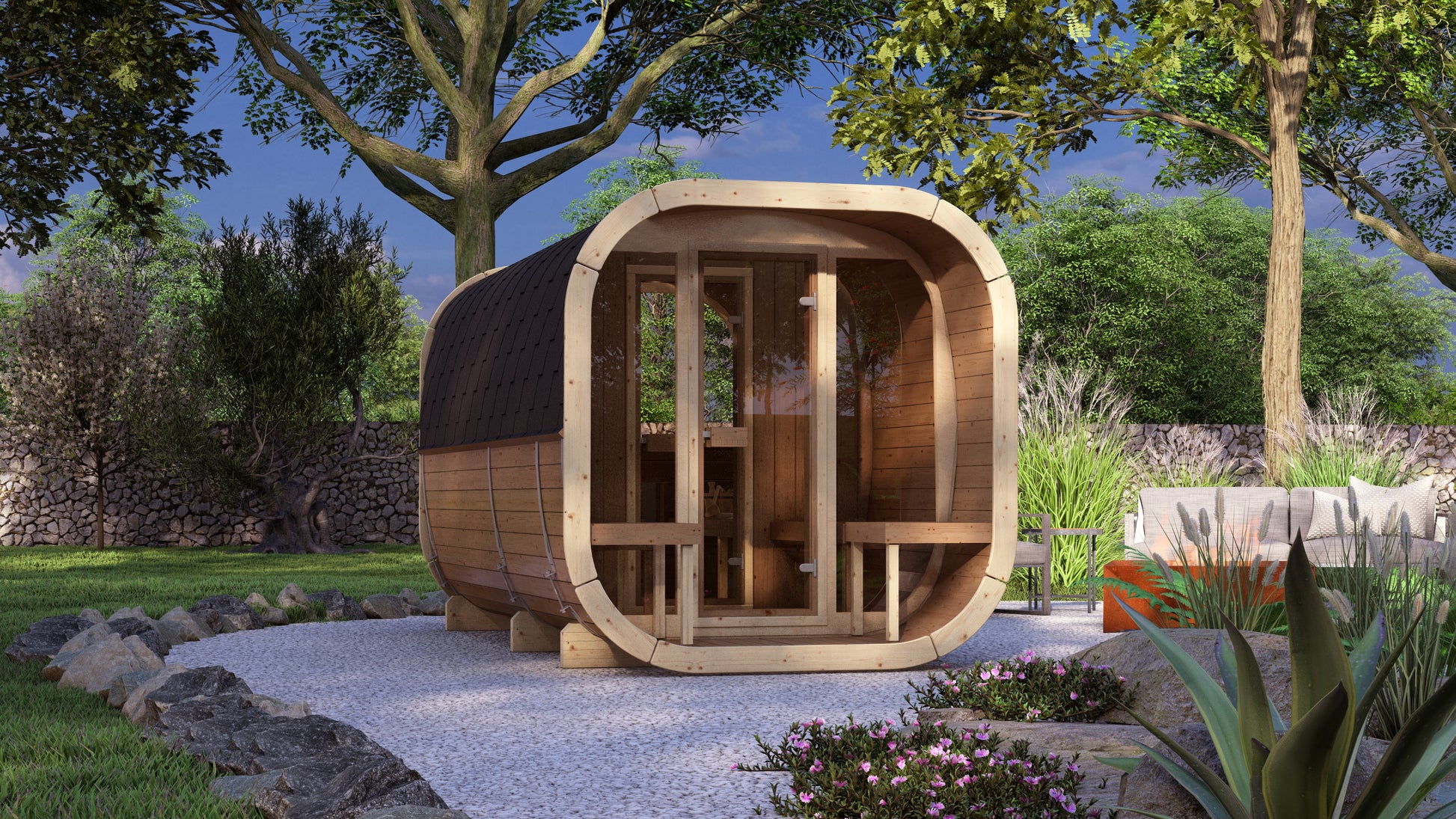 SaunaSupply EKE 400 Thermowood Outdoor Cube Sauna - 10 Person