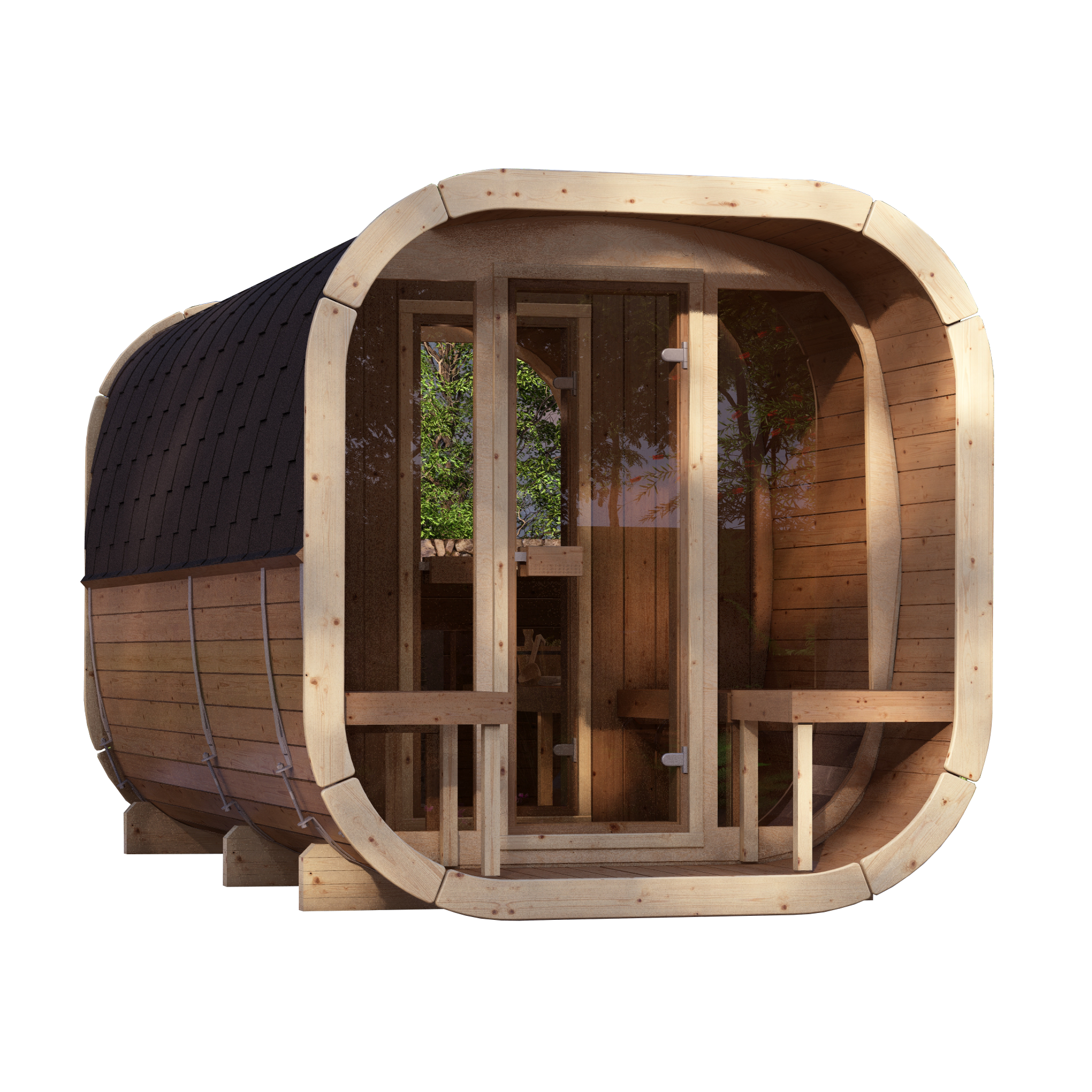 SaunaSupply EKE 400 Thermowood Outdoor Cube Sauna - 10 Person