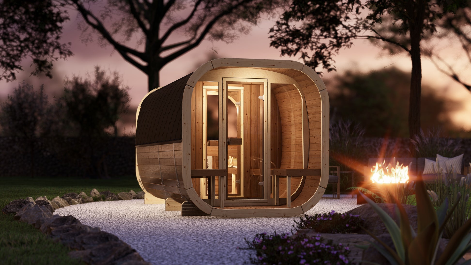 SaunaSupply EKE 400 Thermowood Outdoor Cube Sauna - 10 Person