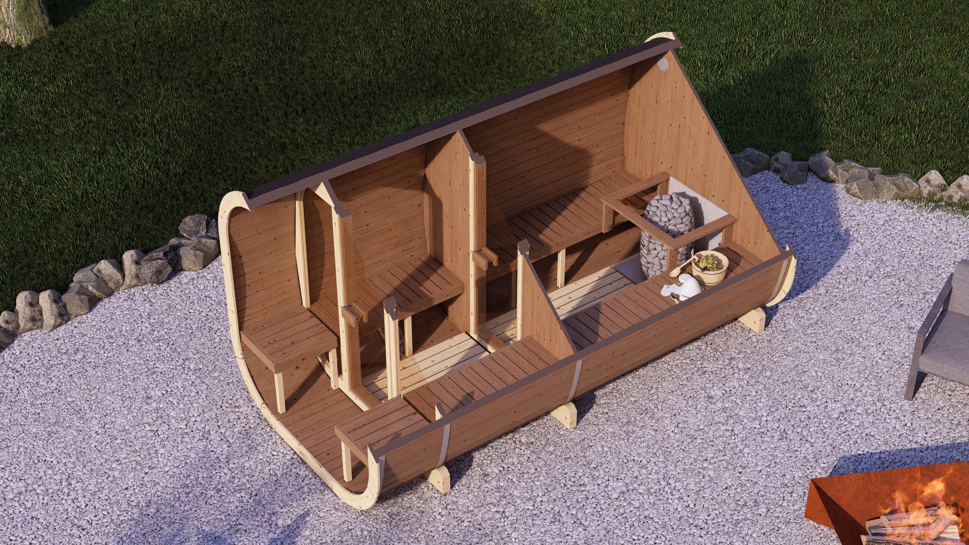 SaunaSupply EKE 400 Thermowood Outdoor Cube Sauna - 10 Person