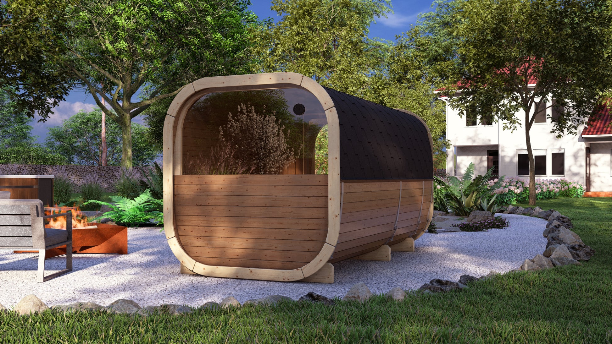 SaunaSupply EKE 400 Thermowood Outdoor Cube Sauna - 10 Person