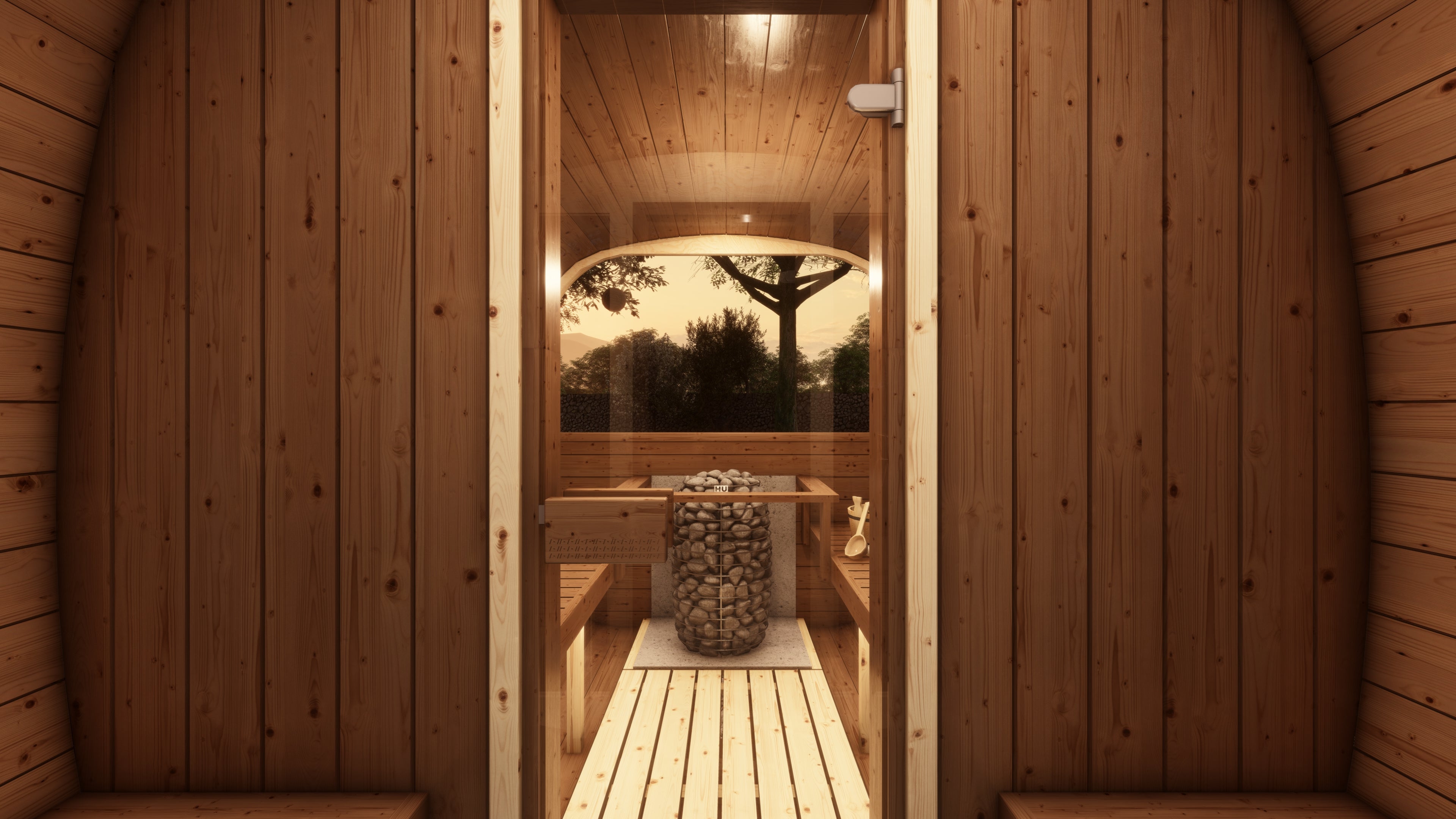 SaunaSupply EKE 400 Thermowood Outdoor Cube Sauna - 10 Person