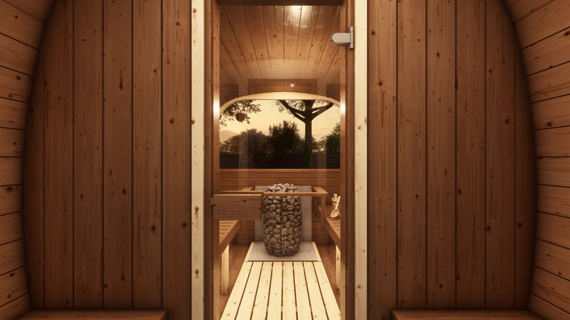 SaunaSupply EKE 400 Thermowood Outdoor Cube Sauna - 10 Person