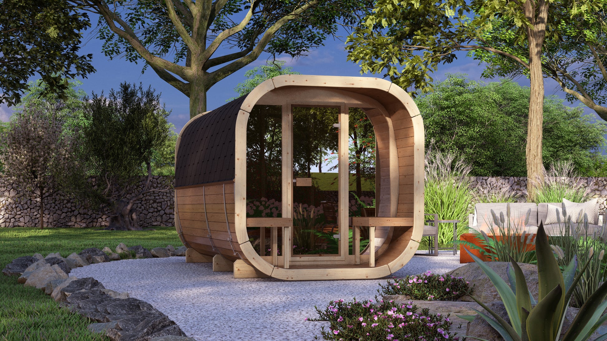 SaunaSupply EKE 400 Thermowood Outdoor Cube Sauna - 10 Person