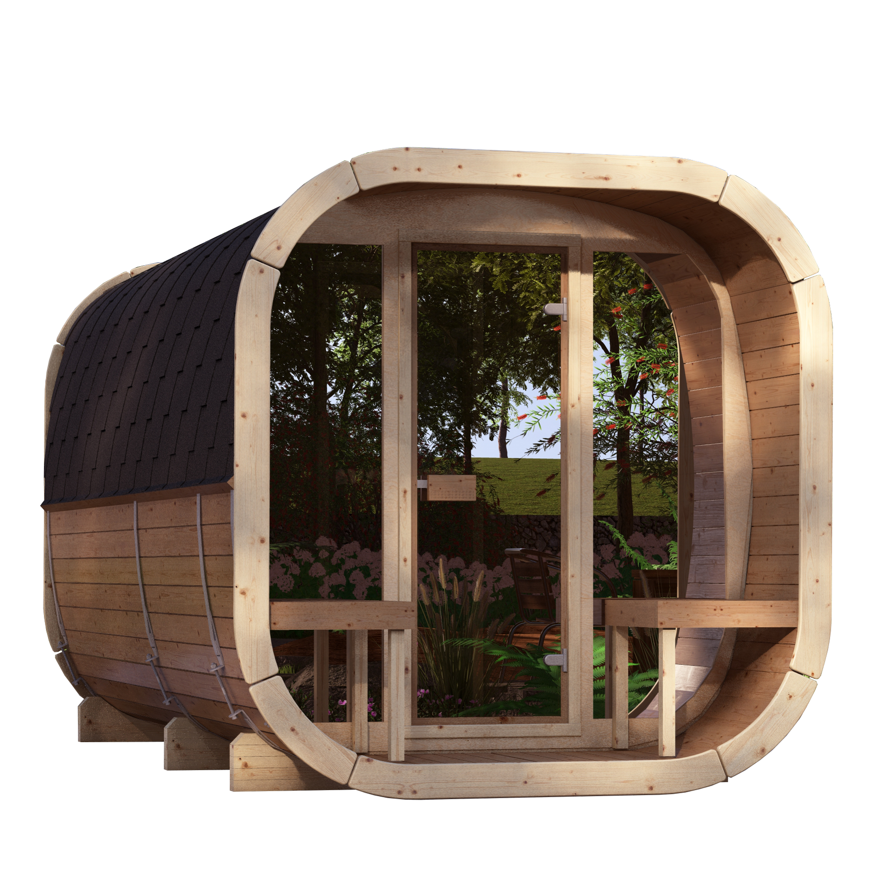 SaunaSupply EKE 400 Thermowood Outdoor Cube Sauna - 10 Person