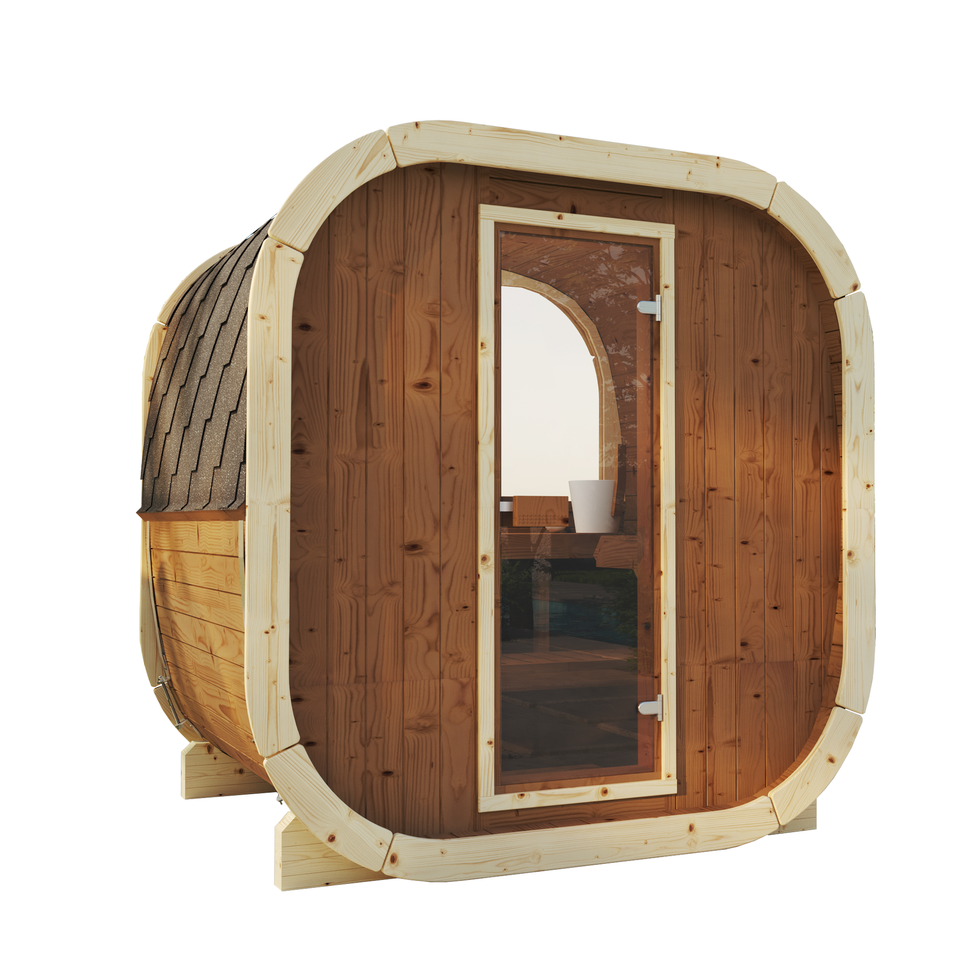 SaunaSupply EKE 130 Thermowood Outdoor Cube Sauna - 3/4 Person