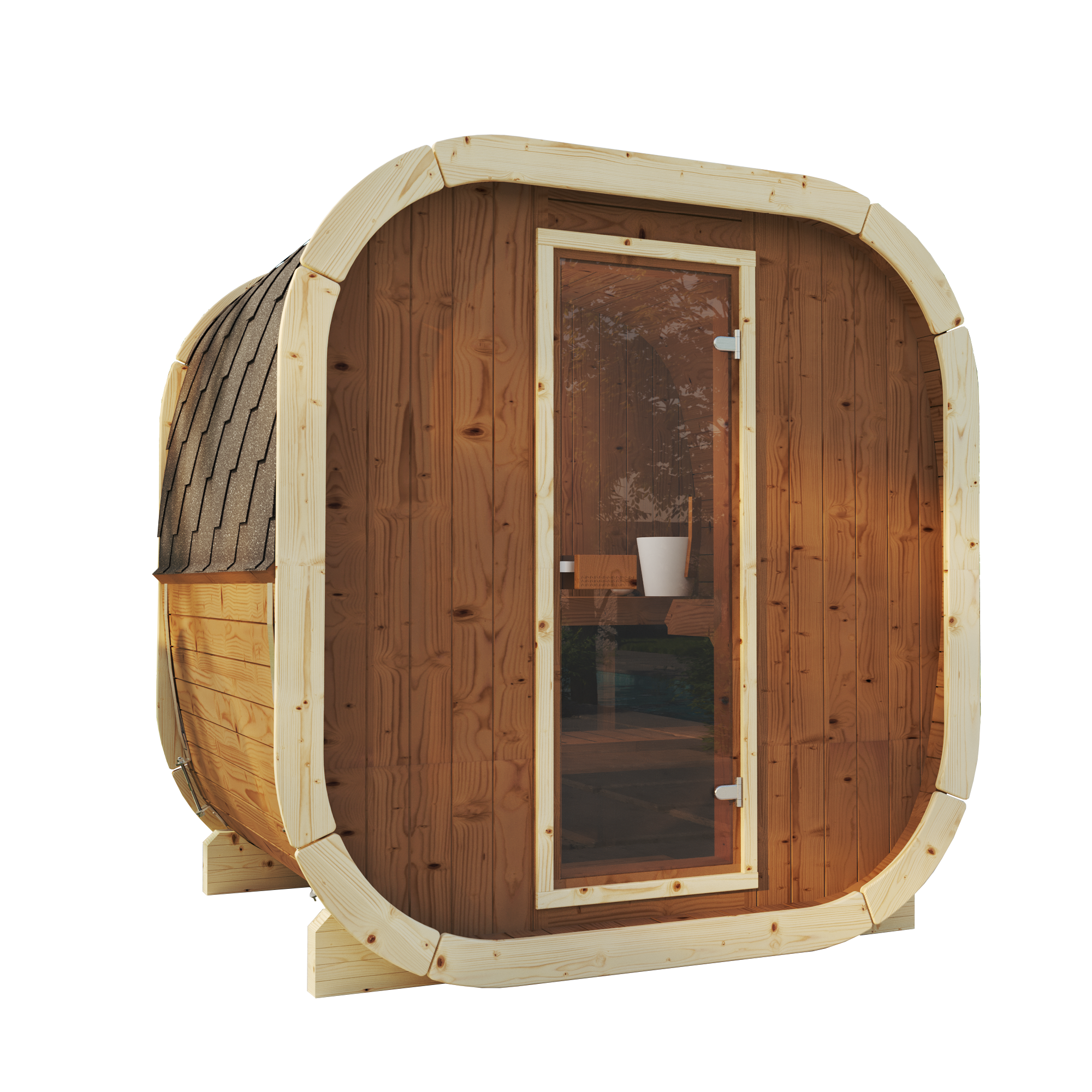 SaunaSupply EKE 130 Thermowood Outdoor Cube Sauna - 3/4 Person