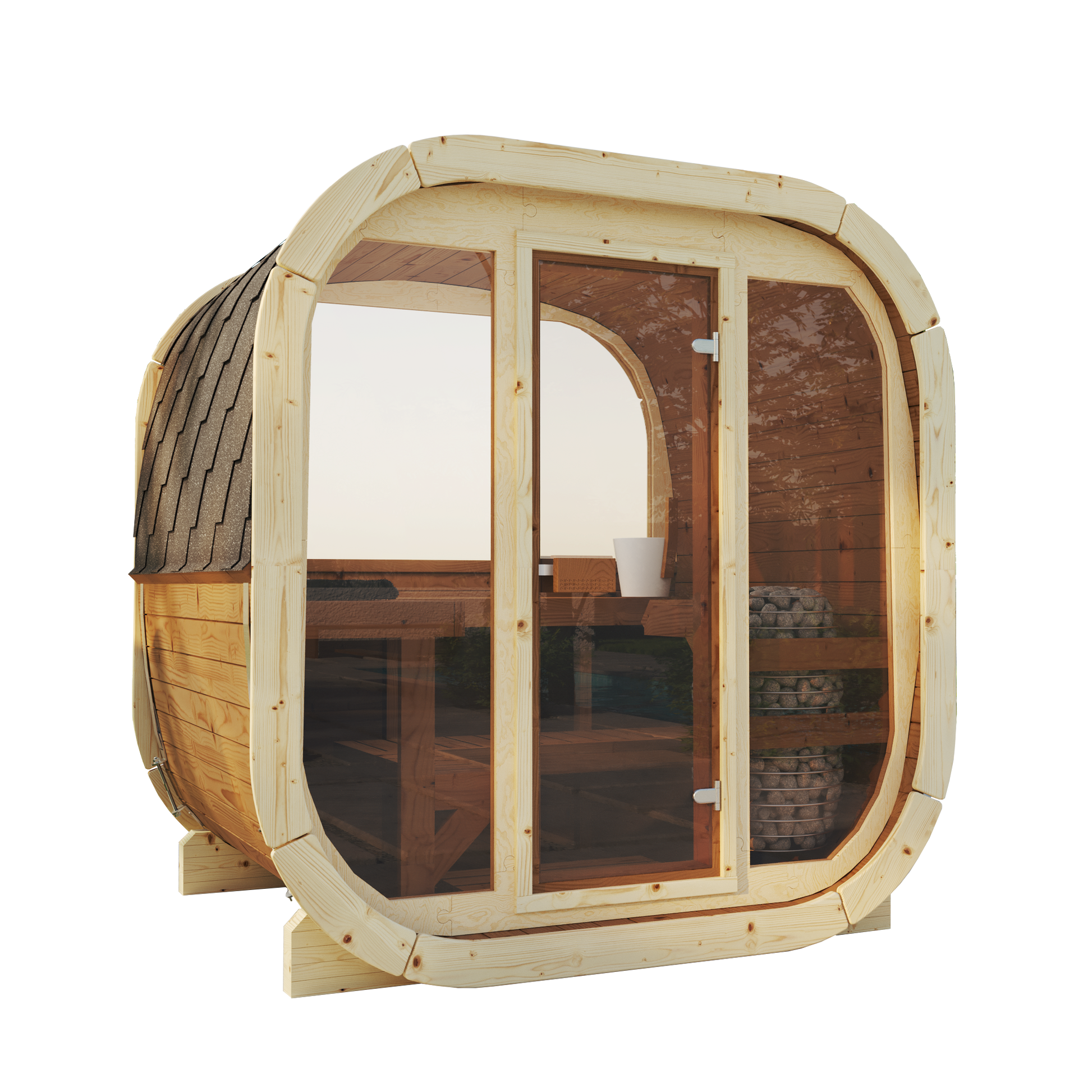 SaunaSupply EKE 130 Thermowood Outdoor Cube Sauna - 3/4 Person