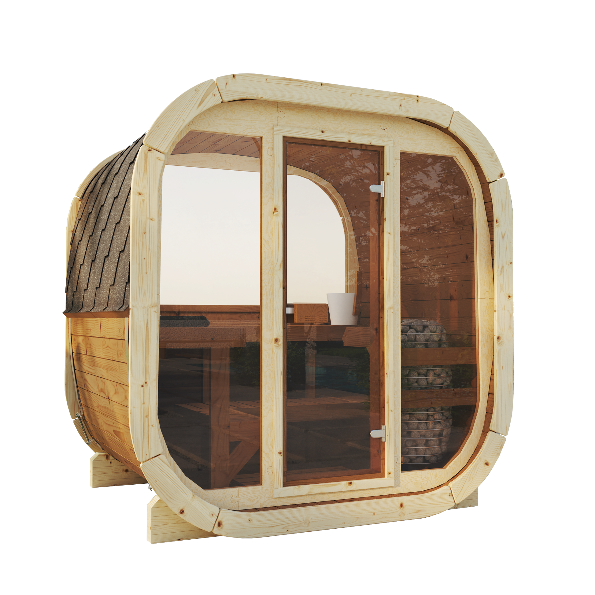 SaunaSupply EKE 160 Thermowood Outdoor Cube Sauna - 3/4 Person