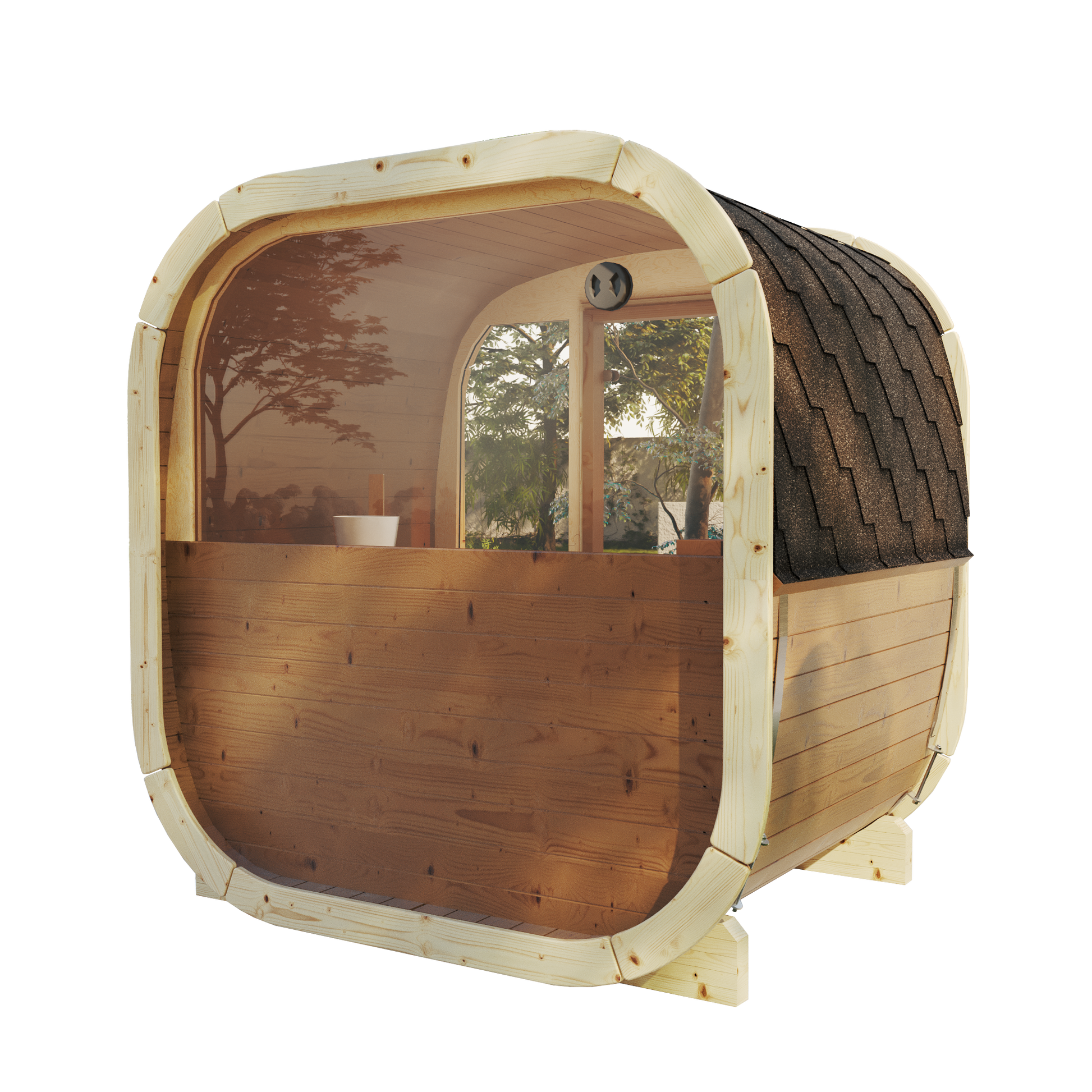 SaunaSupply EKE 160 Thermowood Outdoor Cube Sauna - 3/4 Person