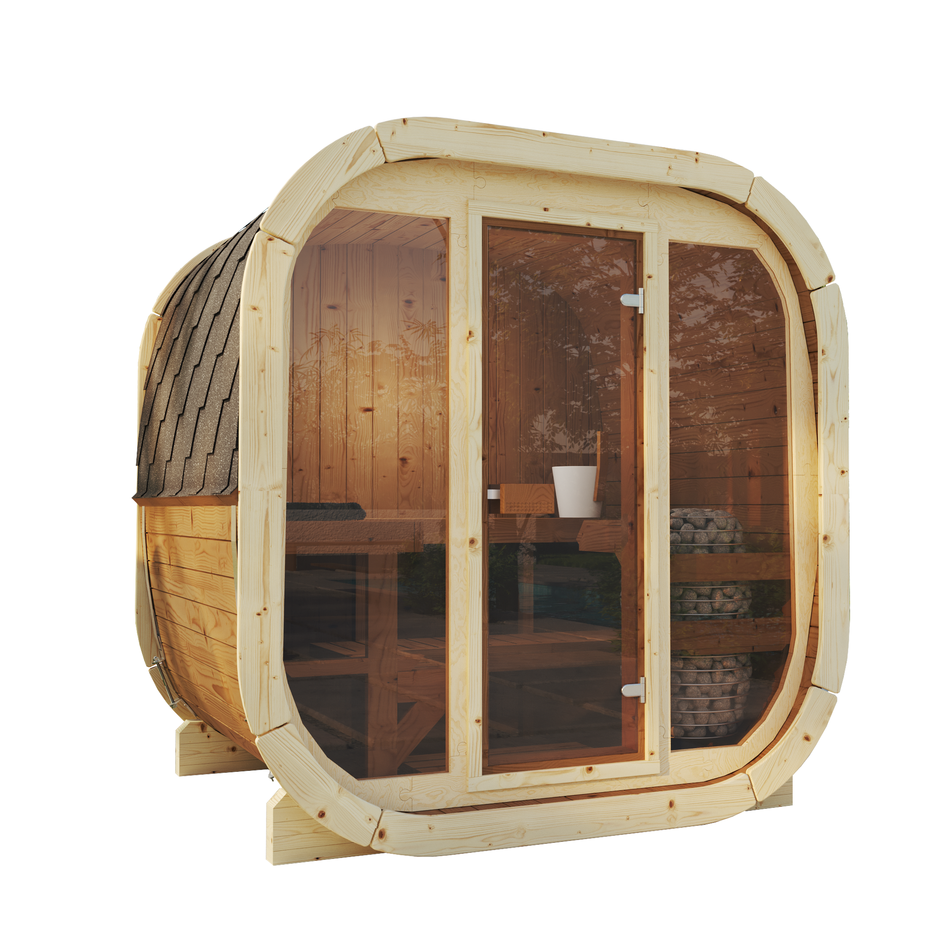 SaunaSupply EKE 160 Thermowood Outdoor Cube Sauna - 3/4 Person