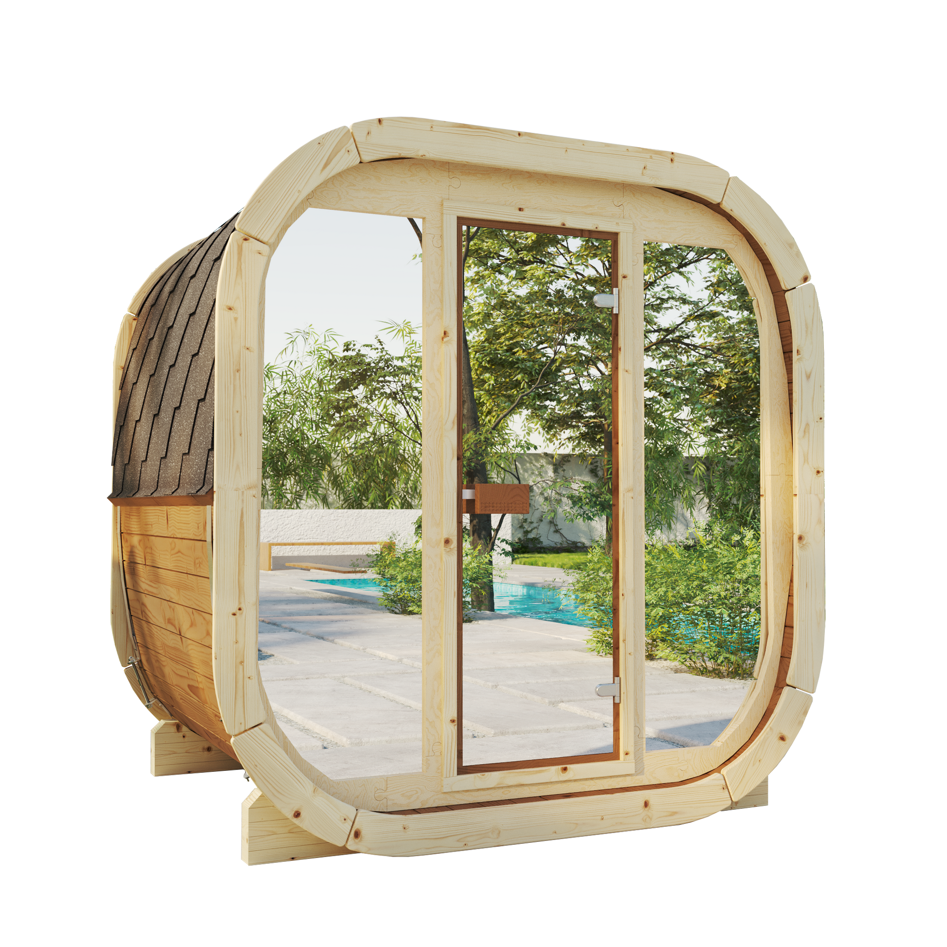 SaunaSupply EKE 160 Thermowood Outdoor Cube Sauna - 3/4 Person