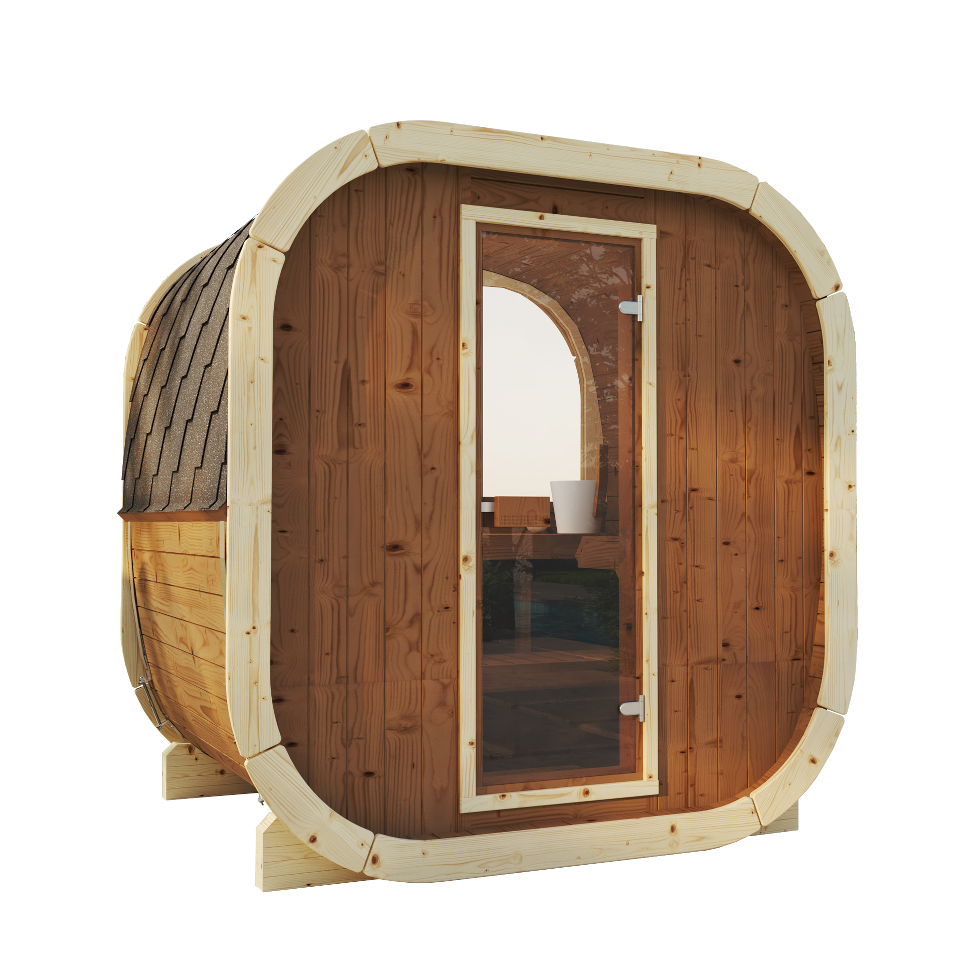 SaunaSupply EKE 160 Thermowood Outdoor Cube Sauna - 3/4 Person