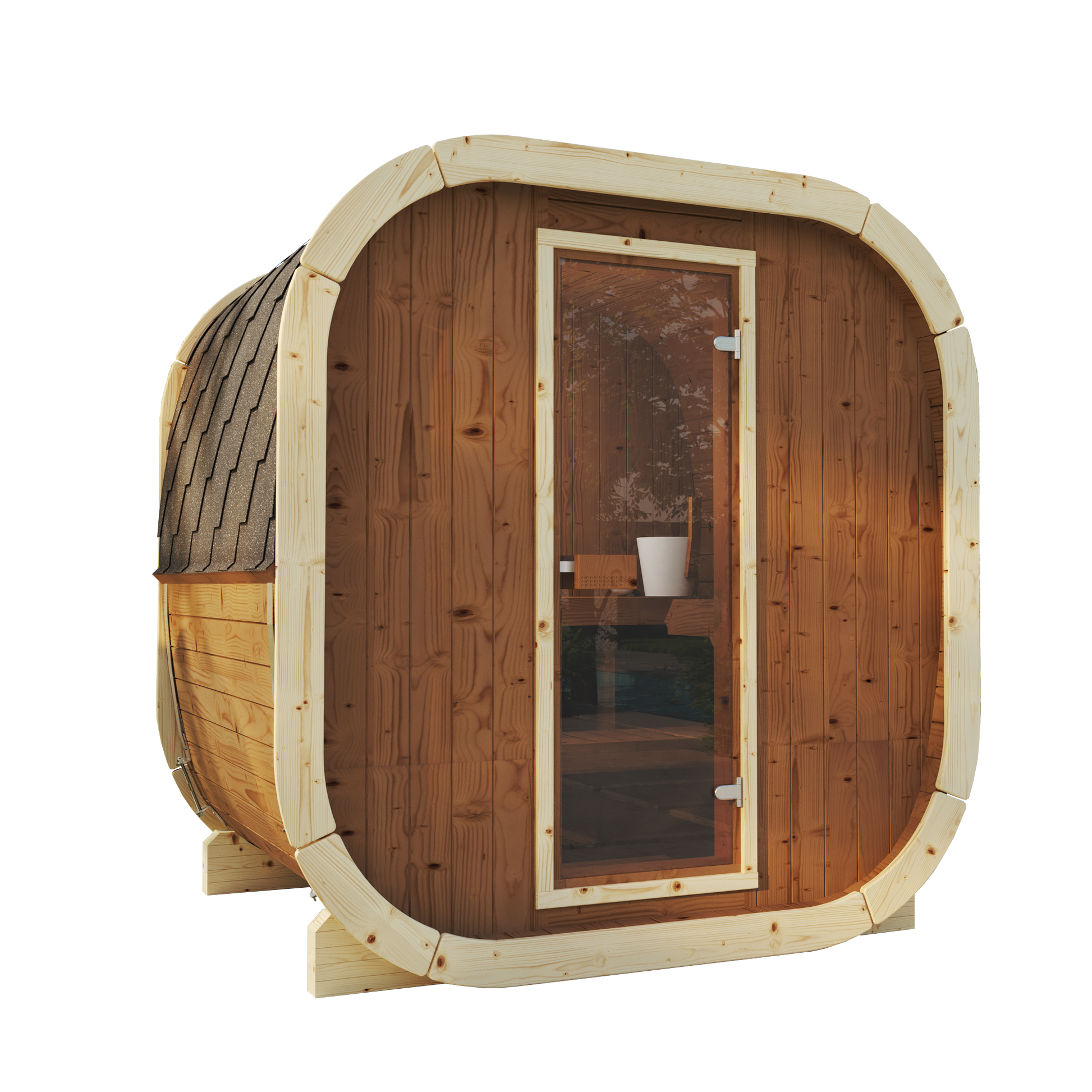 SaunaSupply EKE 160 Thermowood Outdoor Cube Sauna - 3/4 Person