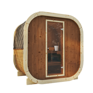 SaunaSupply EKE160 Cube Thermowood 4 Person Outdoor Sauna - Includes Bucket, Ladle, Thermometor, SupiOil