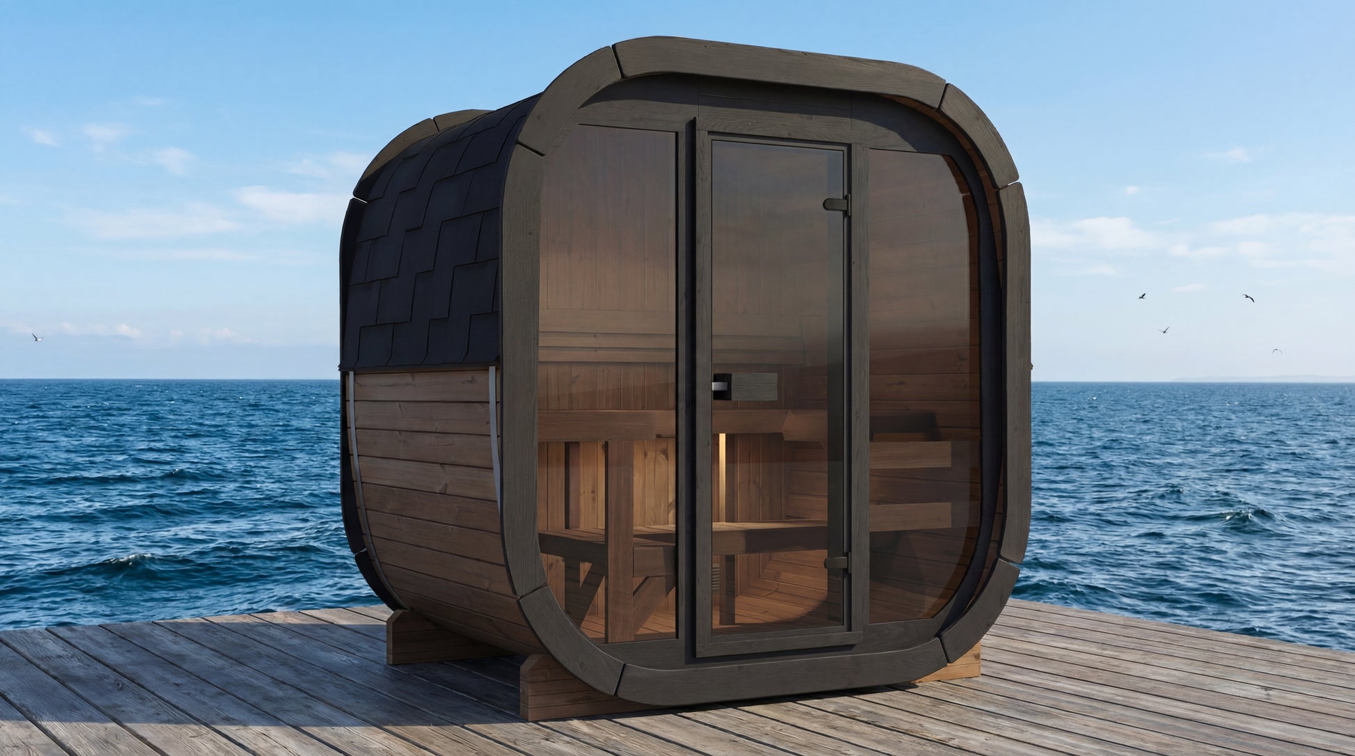 SaunaSupply 3-4 Person Large Outdoor Thermowood Cube Sauna - ALASKA Edition | Includes Heater & Accessories