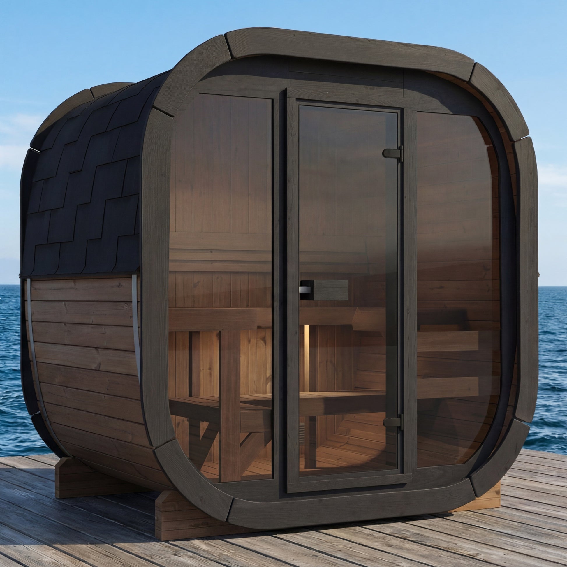 SaunaSupply 3-4 Person Large Outdoor Thermowood Cube Sauna - ALASKA Edition | Includes Heater & Accessories