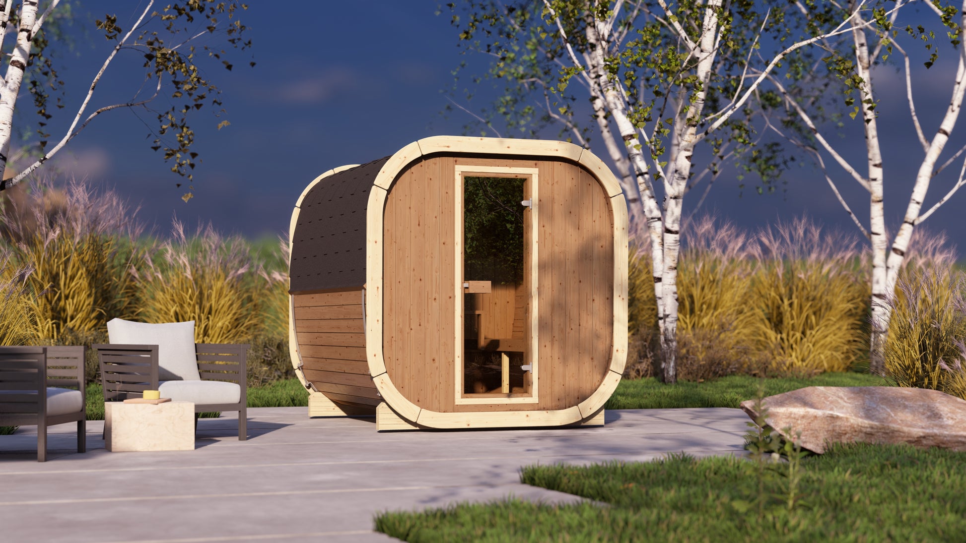 SaunaSupply EKE 220Thermowood Outdoor Cube Sauna - 6 Person