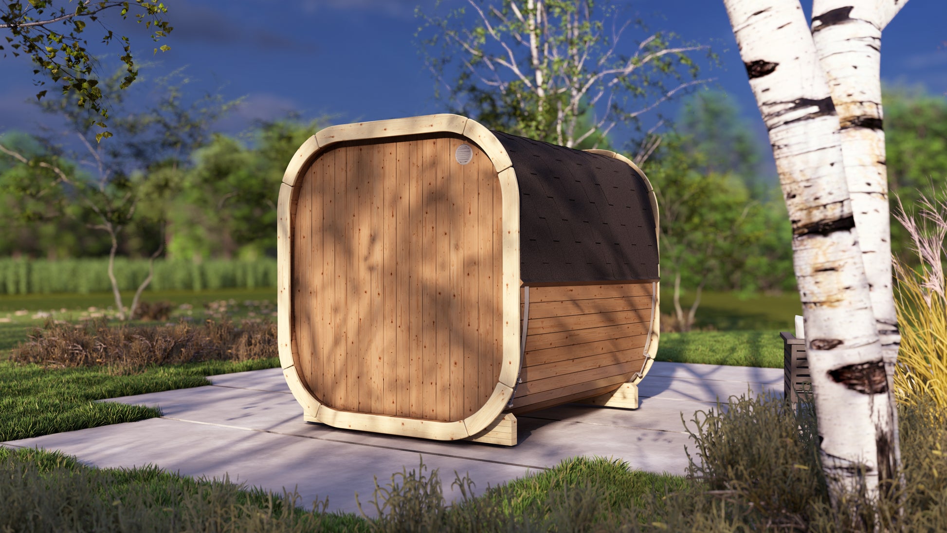 SaunaSupply EKE 220Thermowood Outdoor Cube Sauna - 6 Person