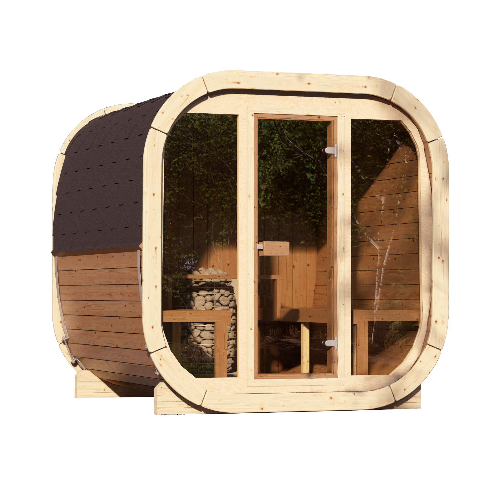 SaunaSupply EKE 220Thermowood Outdoor Cube Sauna - 6 Person