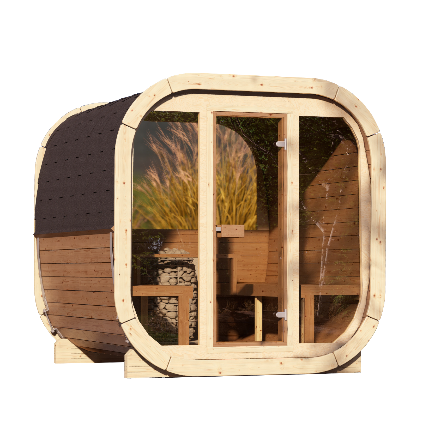 SaunaSupply EKE 220Thermowood Outdoor Cube Sauna - 6 Person
